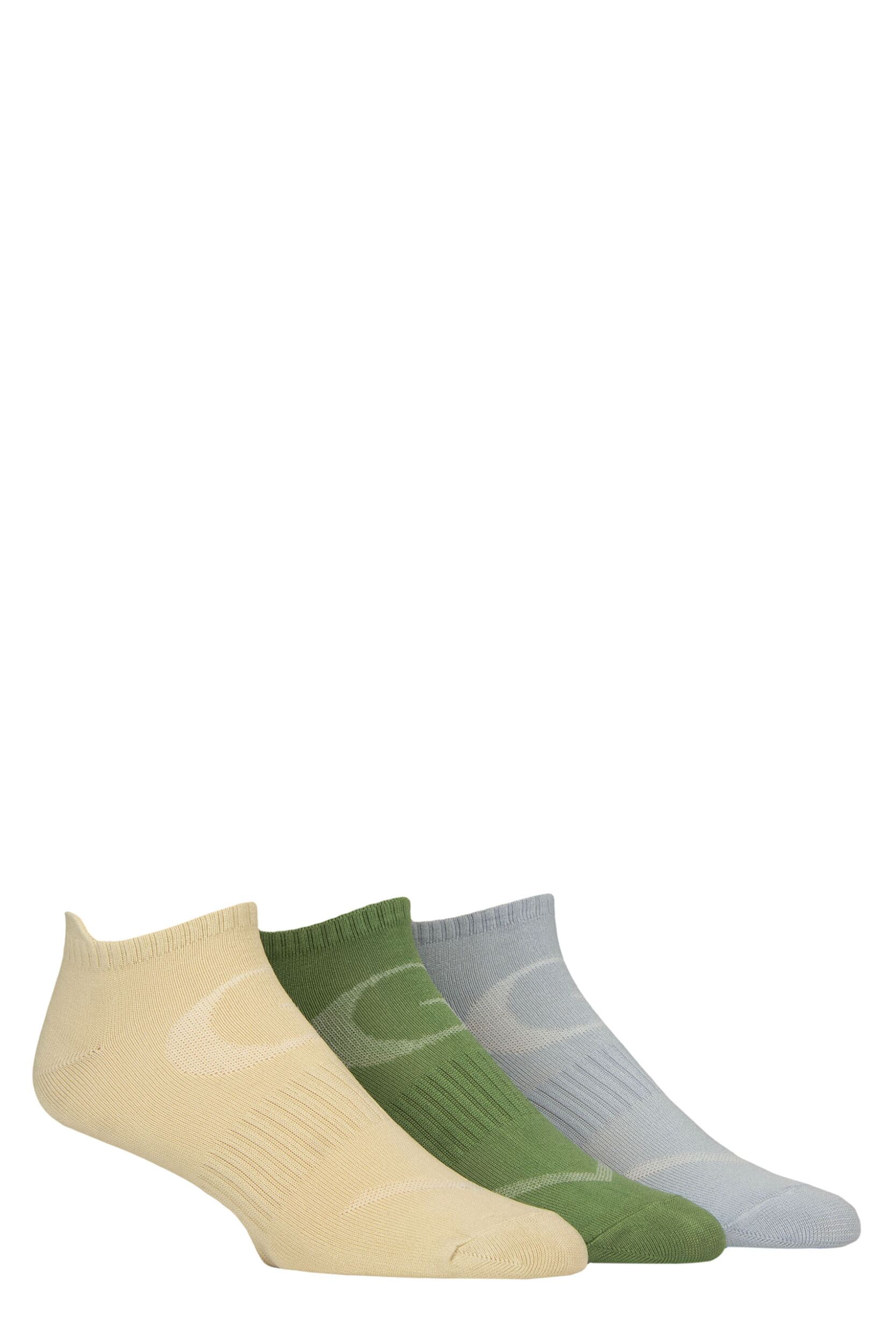 Mens 3 Pair Glenmuir Sport Technical Trainer Socks Green / Blue Pastel 7-11 Mens