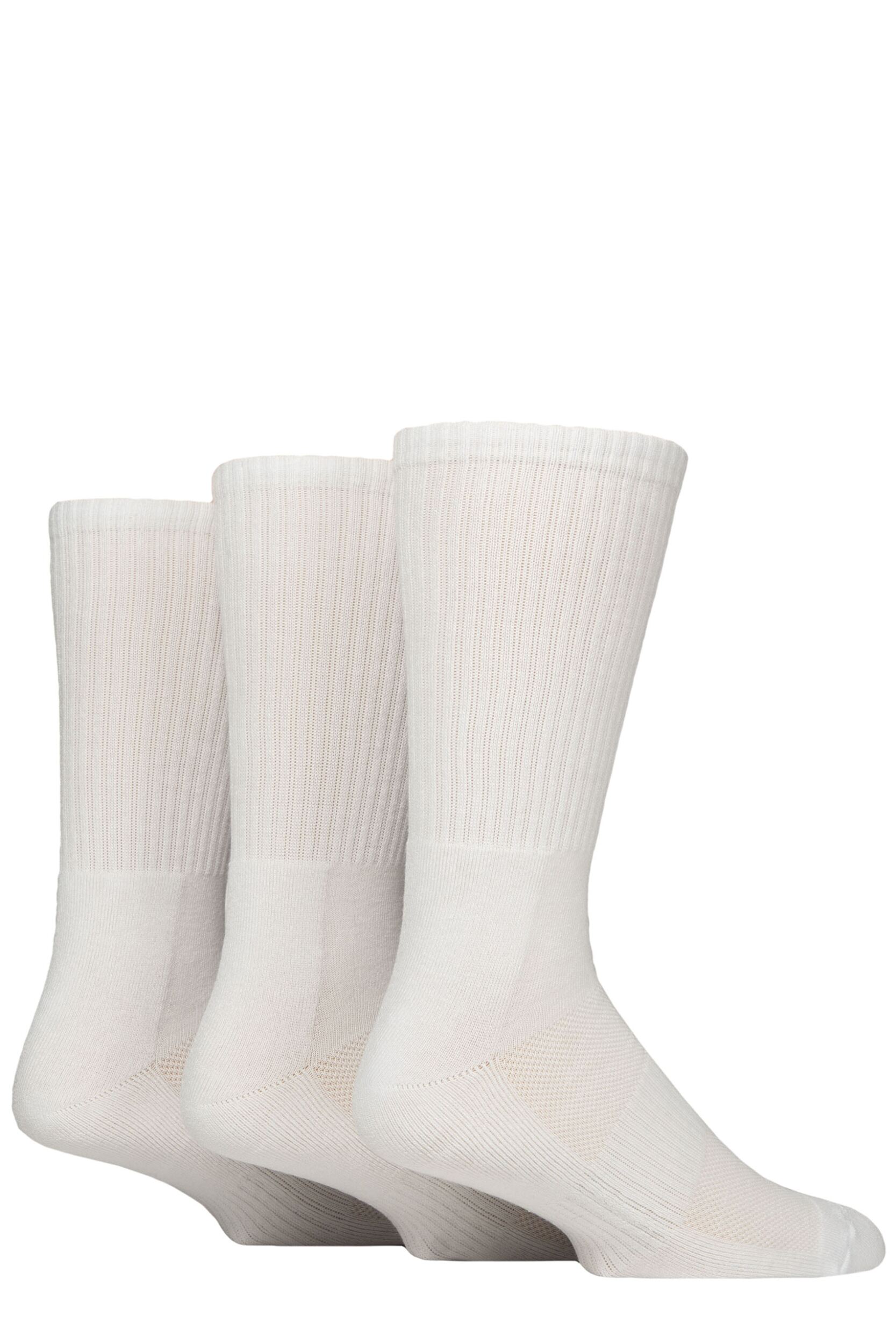 Mens 3 Pair Glenmuir Half Cushioned Bamboo Sports Socks White 7-11 Mens