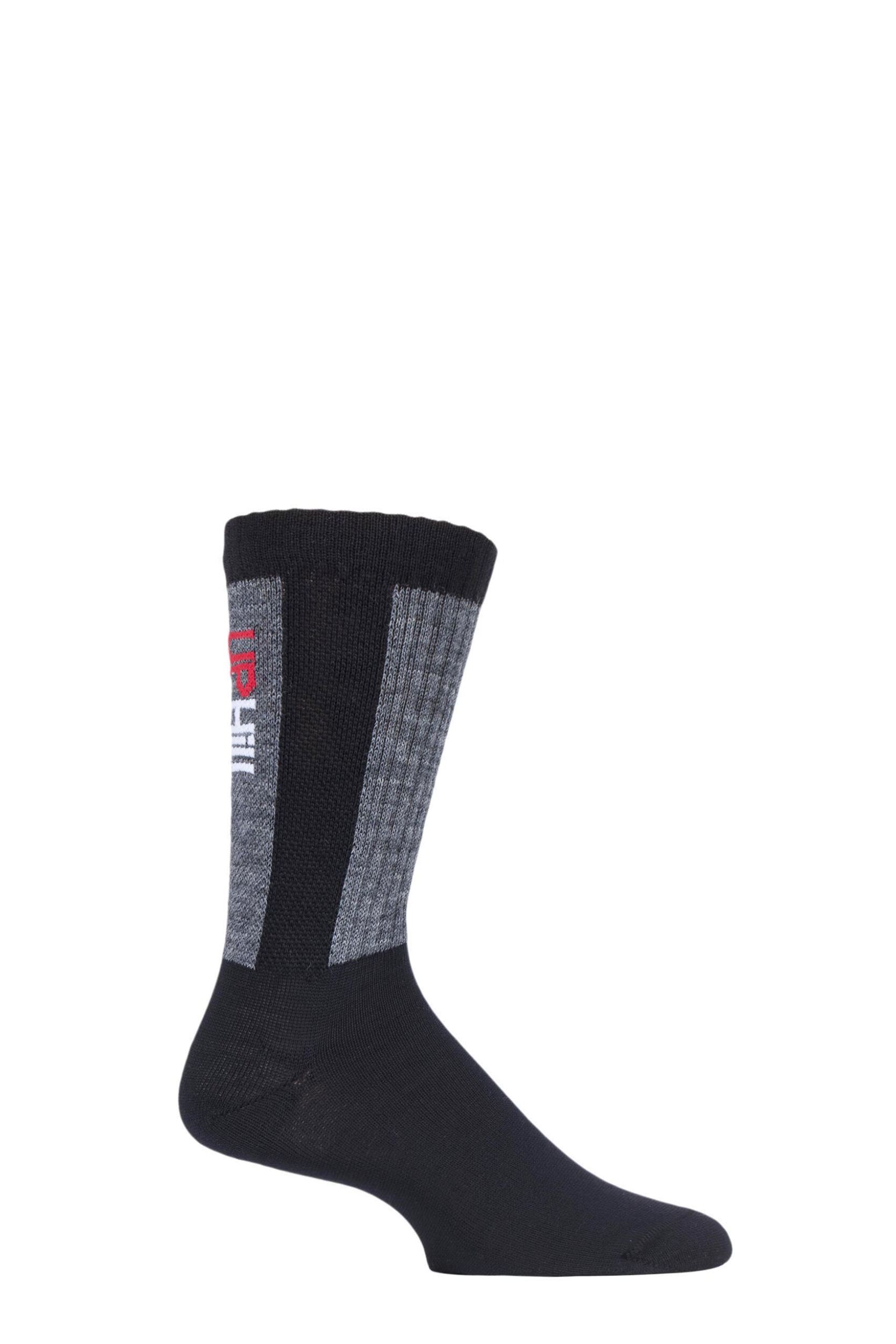 1 Pair Black / Grey UpHill Sport Rokka Trekking 3 Layer L4 Socks Unisex 8.5-11 Unisex - Uphill Sport