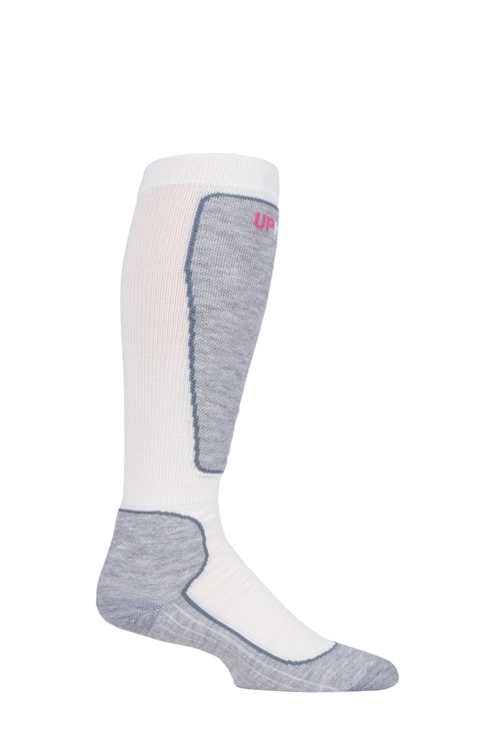 1 Pair White UpHillSport Valta Alpine Ski 4 Layer M5 Socks Unisex 5.5-8 Unisex - Uphill Sport