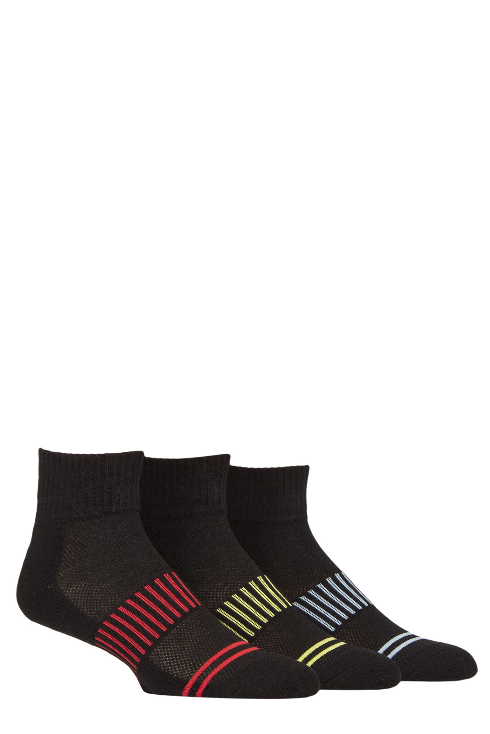 Mens 3 Pair Glenmuir Sport Cotton Half-Cushioned Mid Length Socks Black 7-11 Mens