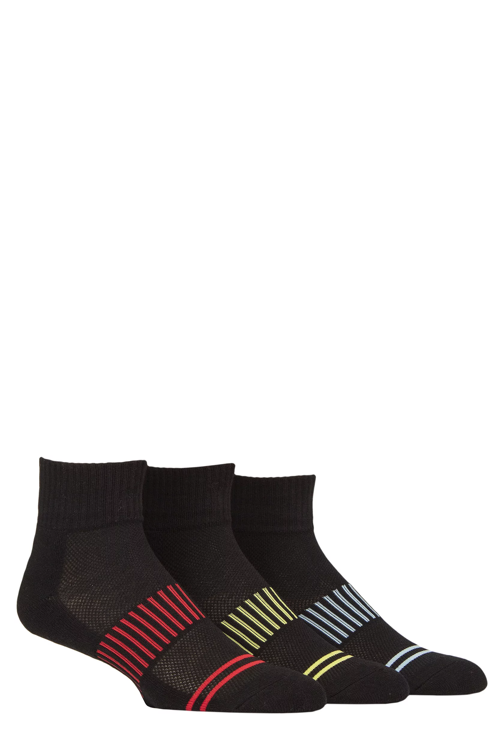 Mens 3 Pair Glenmuir Sport Cotton Half-Cushioned Mid Length Socks Black 7-11 Mens