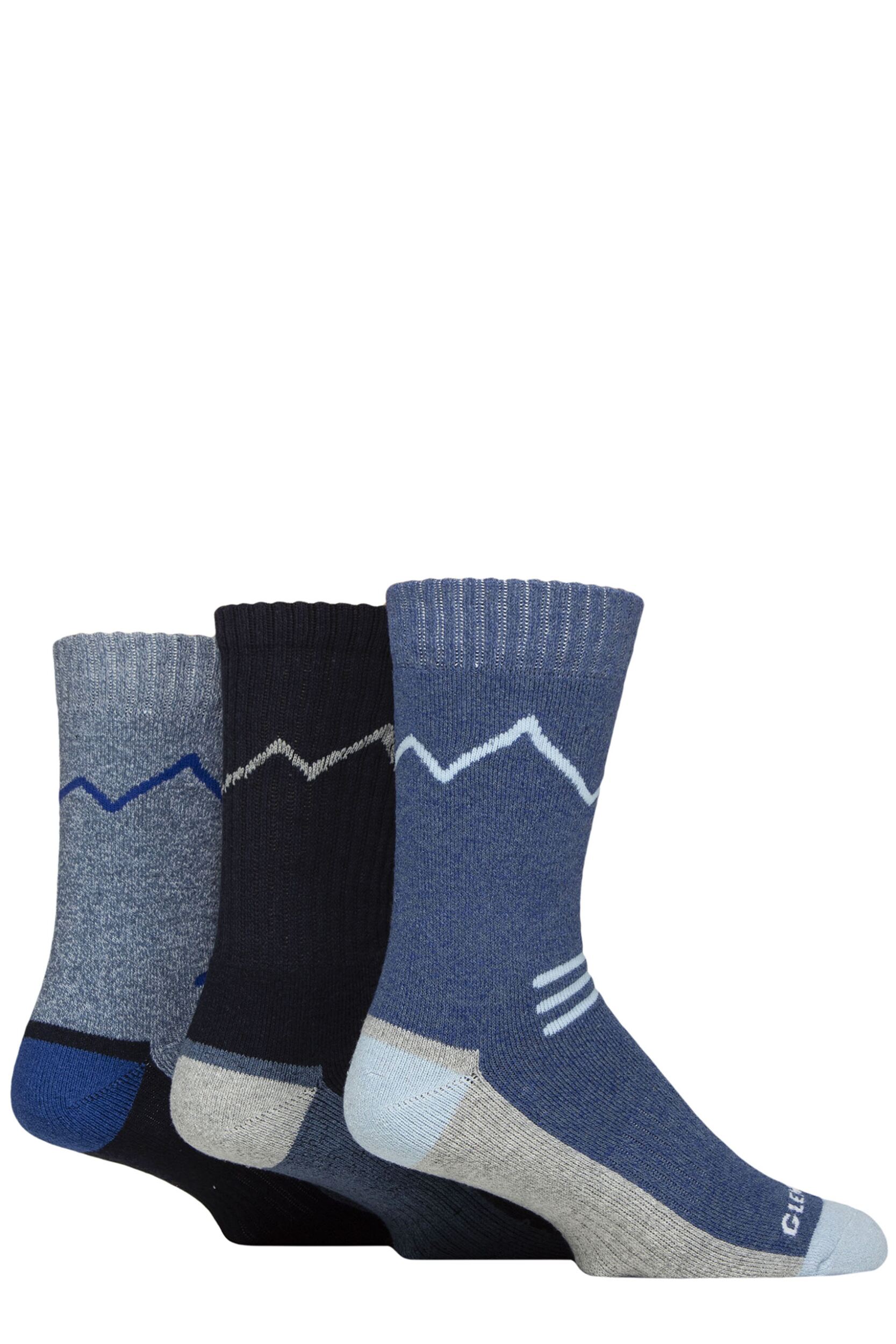 Mens 3 Pair Glenmuir Fully Cushioned Boot Socks Blue 7-11 Mens