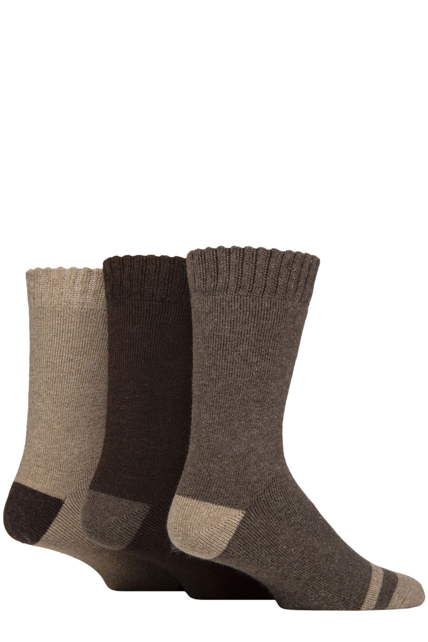Image of Mens 3 Pair Glenmuir Thermal Cushioned Boot Socks Brown / Beige 7-11