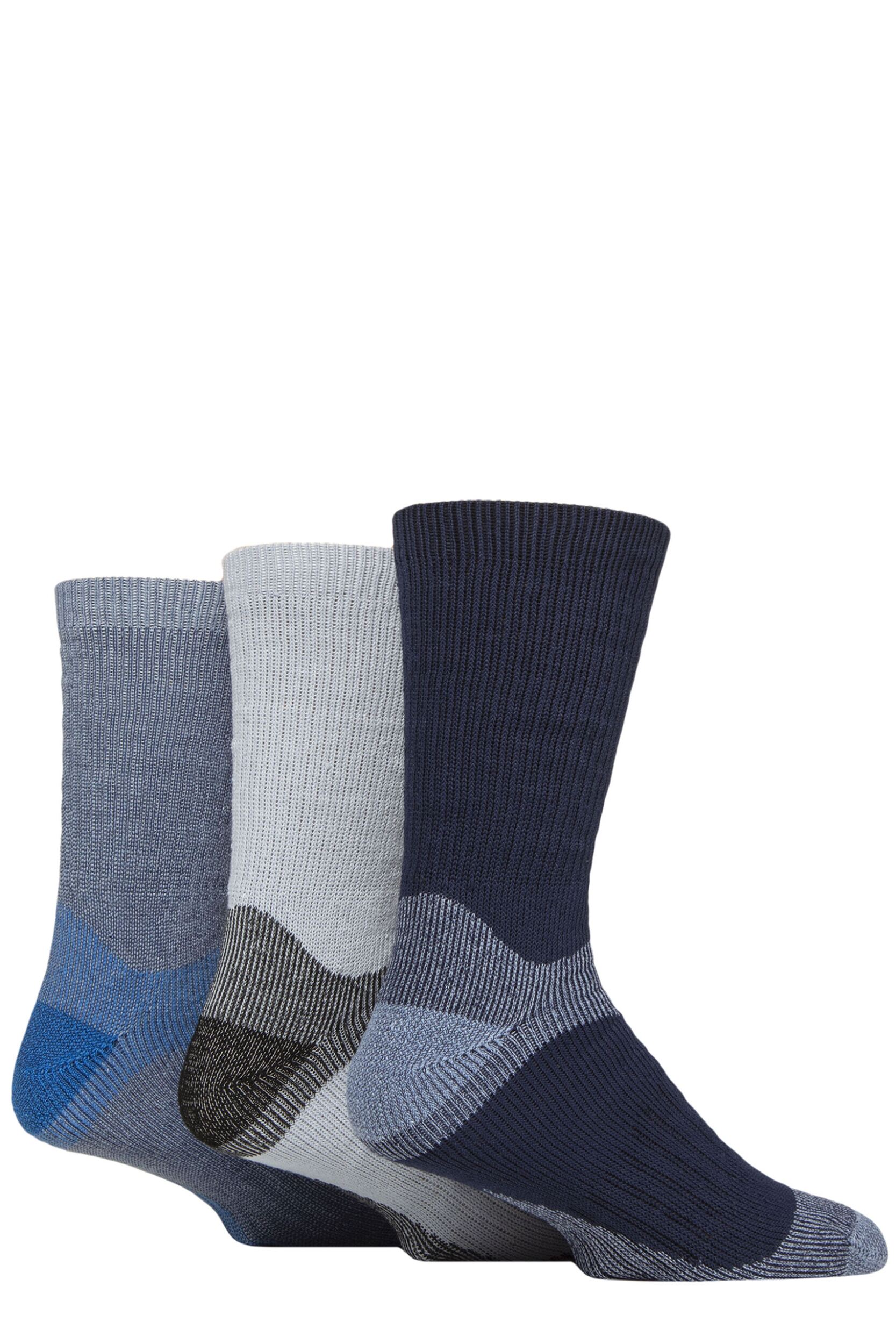 Image of Mens 3 Pair Glenmuir Plain Fully Cushioned Boot Socks Navy 7-11 Mens