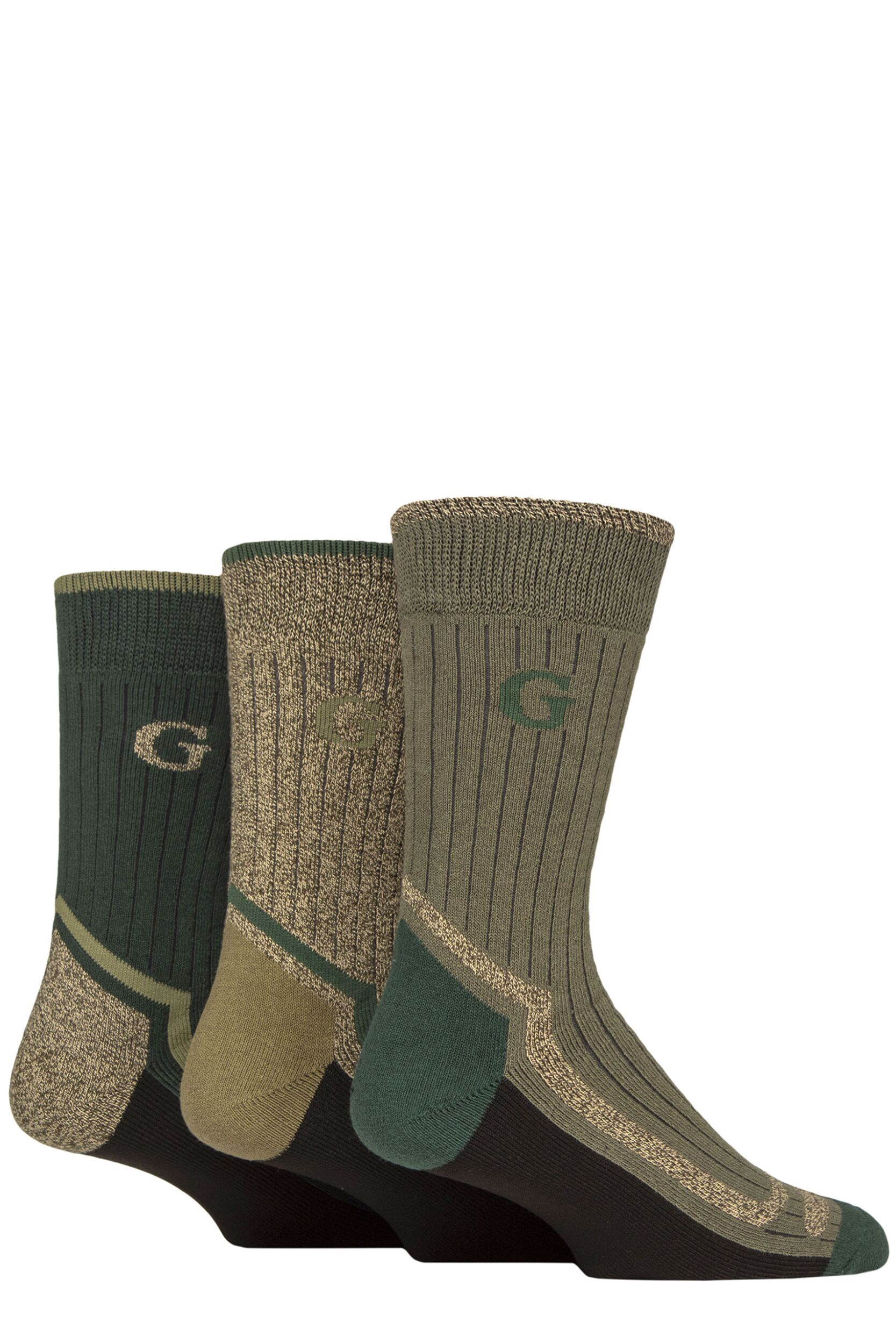 Mens 3 Pair Glenmuir Durable Cotton Boot Socks Green 7-11 Mens