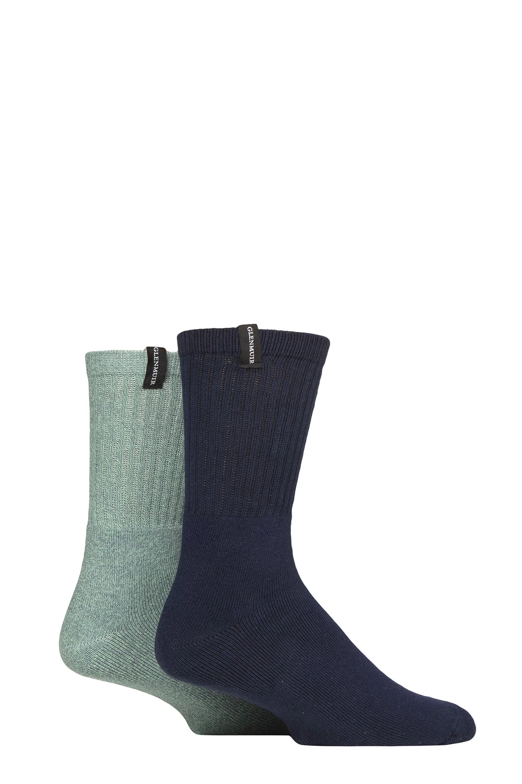 Mens 2 Pair Glenmuir Classic Boot Socks Navy / Green 7-11 Mens