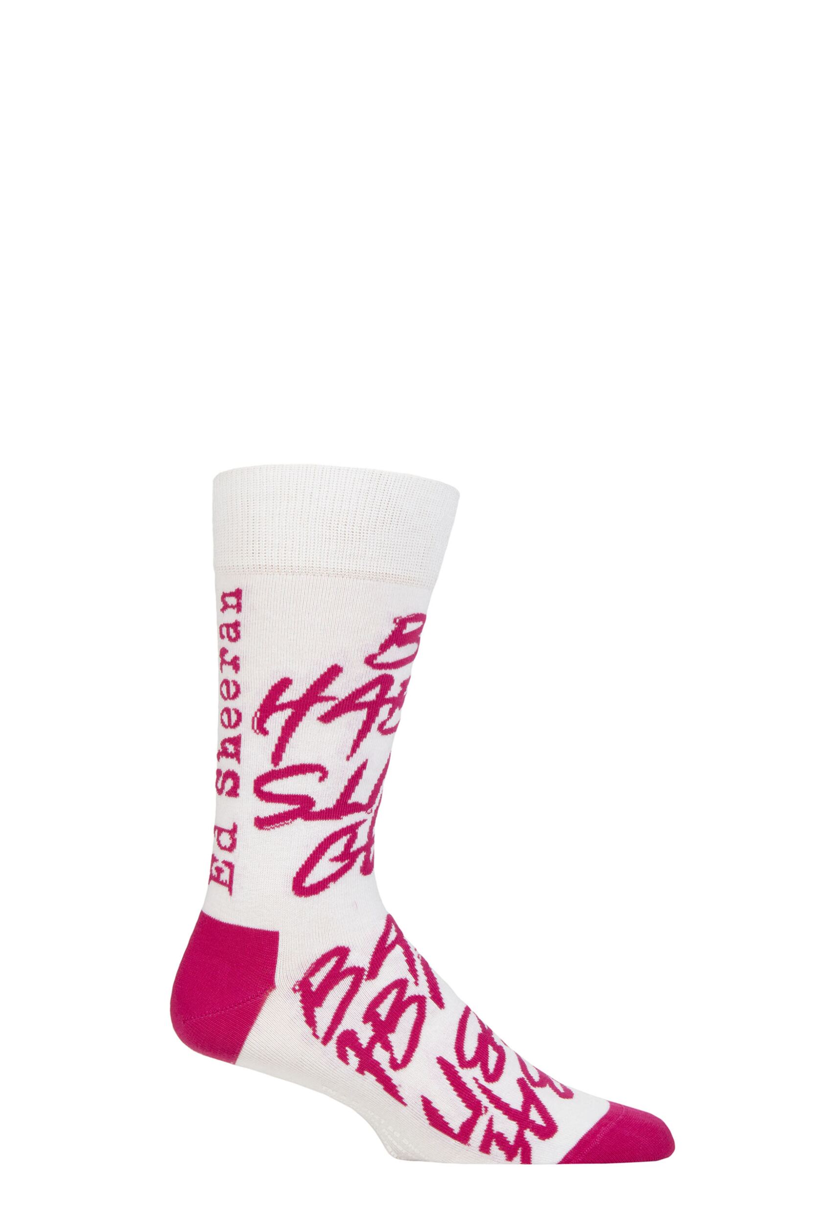 SOCKSHOP Music Collection 1 Pair Ed Sheeran Cotton Socks Bad Habits White One Size