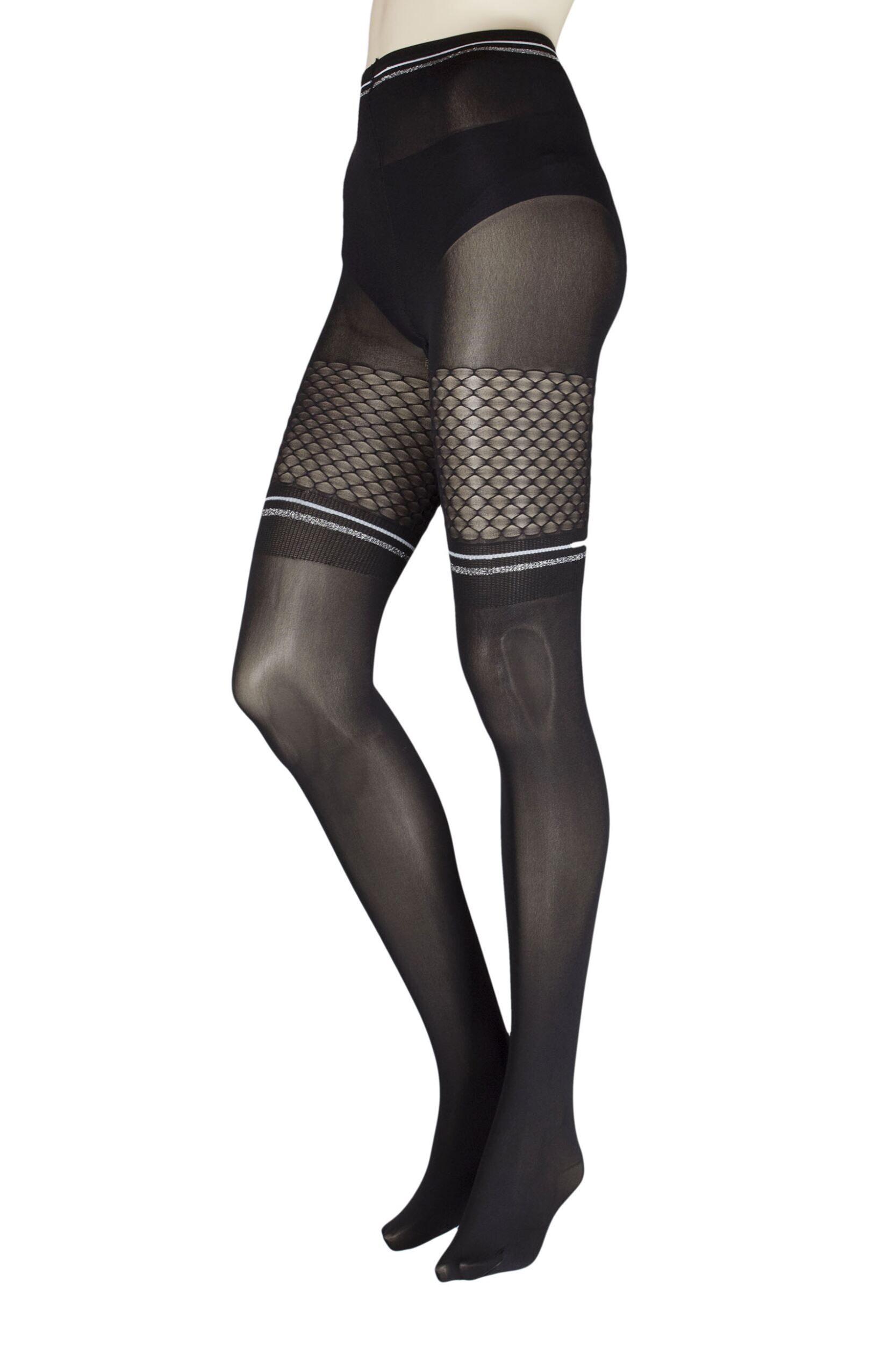 Image of Ladies  Pair Trasparenze Elfo Mock Over the Knee Tights Black Medium