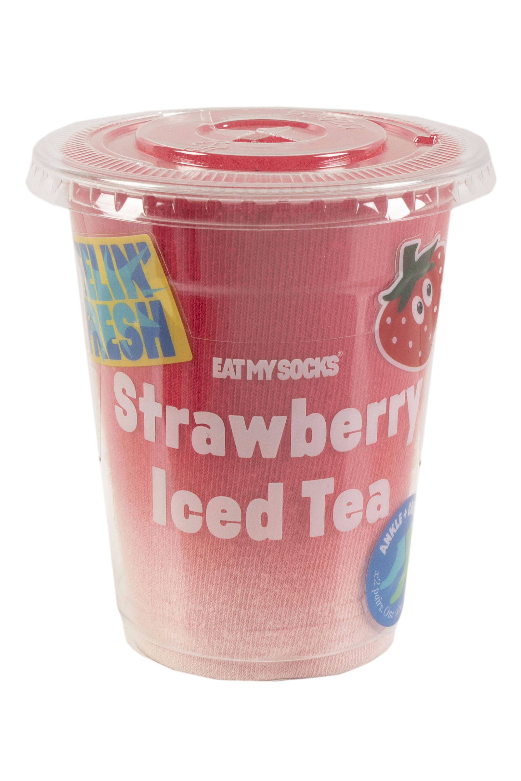 EAT MY SOCKS 2 Pair Iced Tea Cotton Socks Strawberry Iced Tea One Size
