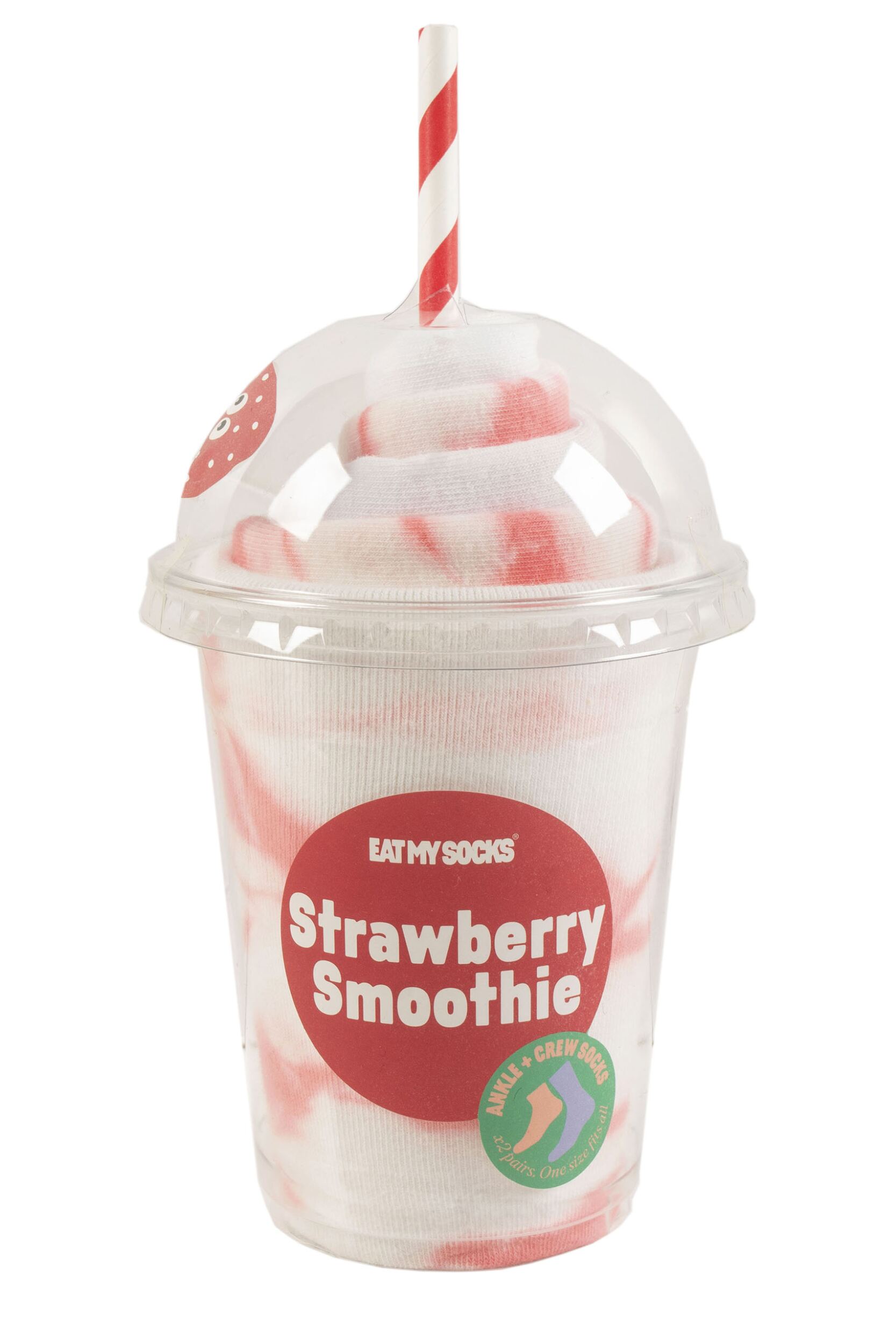 EAT MY SOCKS 2 Pair Smoothie Cottons Socks Strawberry Smoothie One Size