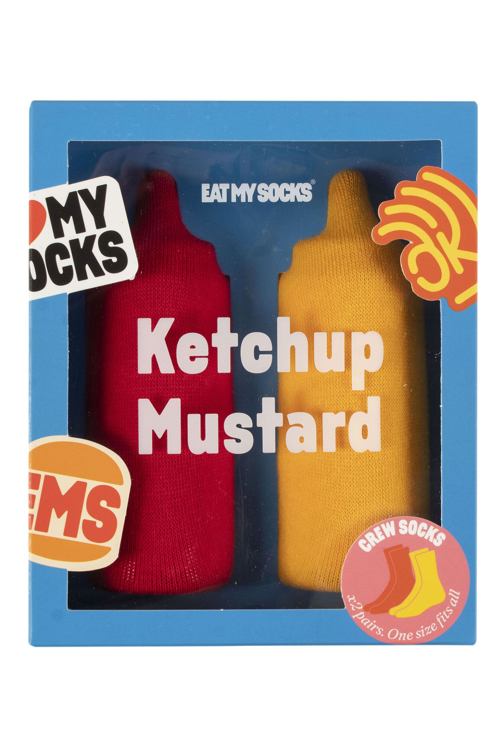 EAT MY SOCKS 2 Pair Ketchup and Mustard Cotton Socks Assorted One Size