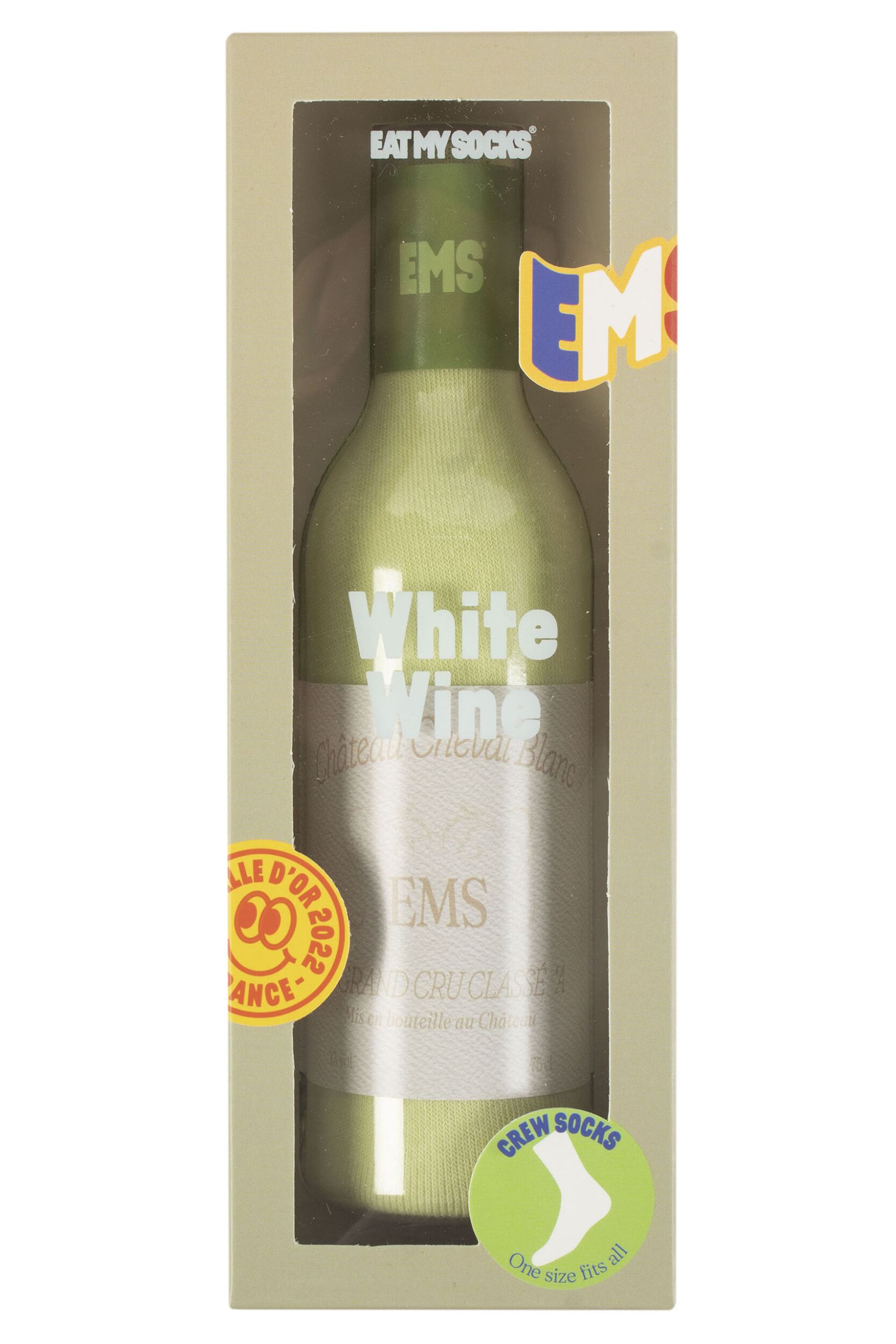 EAT MY SOCKS 1 Pair Wine Bottle Cotton Socks White Wine One Size