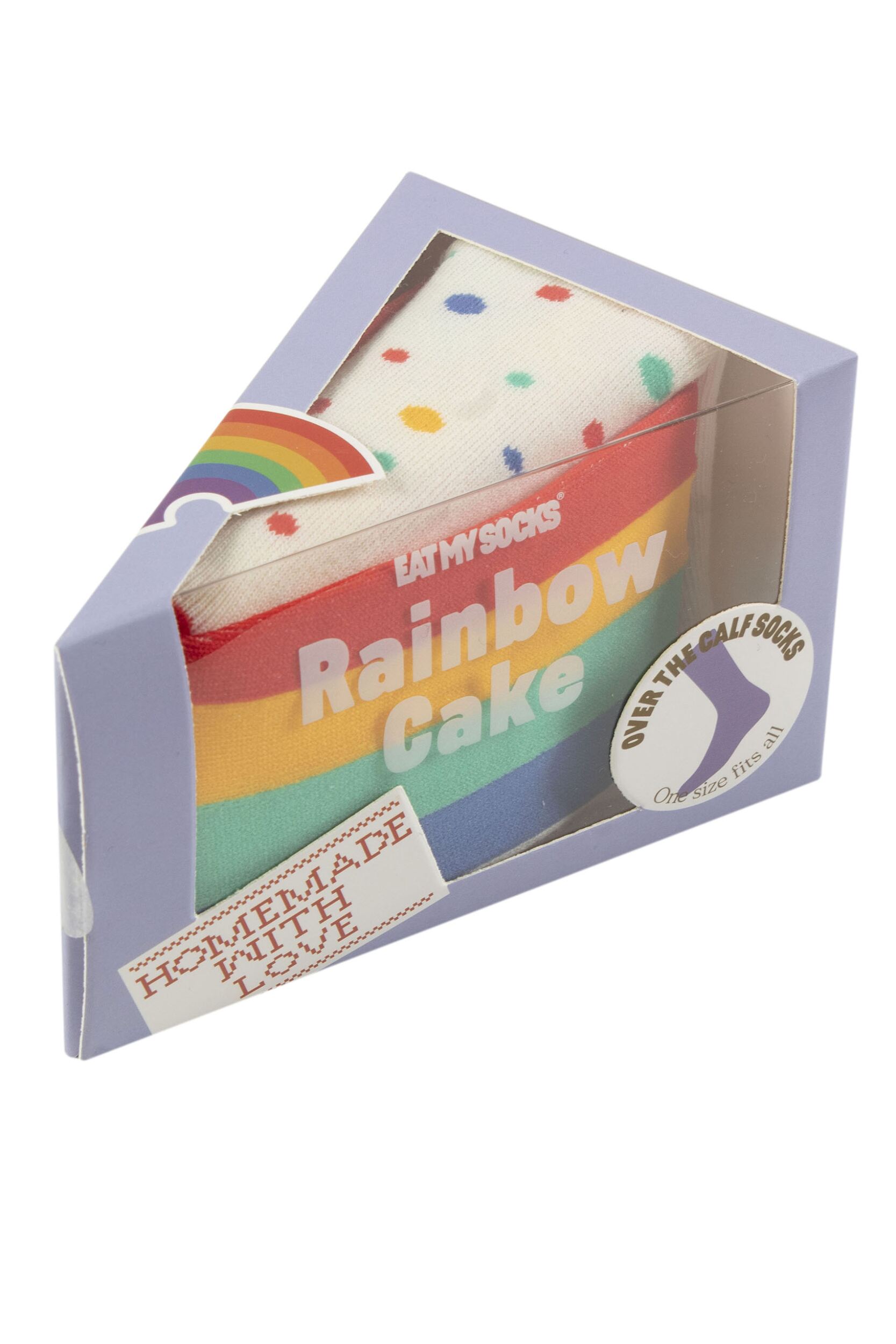 EAT MY SOCKS 1 Pair Slice of Cake Cotton Socks Rainbow One Size