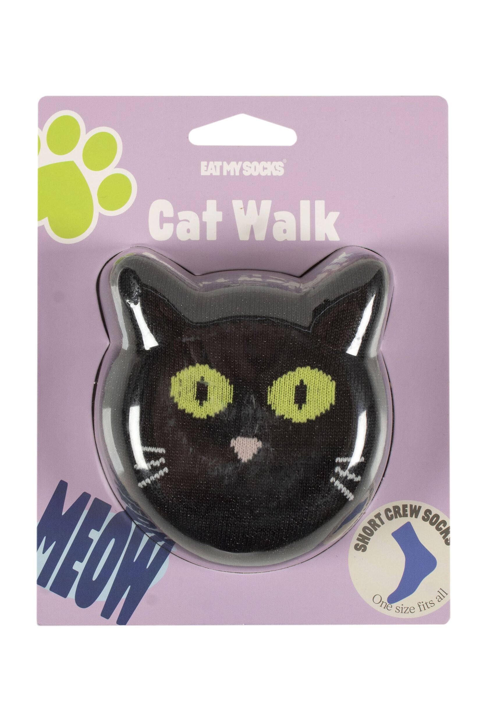EAT MY SOCKS 1 Pair Cat Walk Socks Black Cat One Size