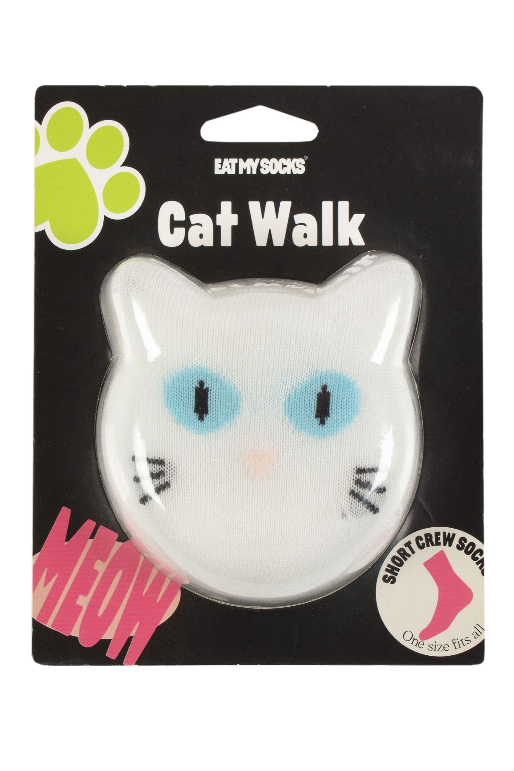 EAT MY SOCKS 1 Pair Cat Walk Socks White Cat One Size
