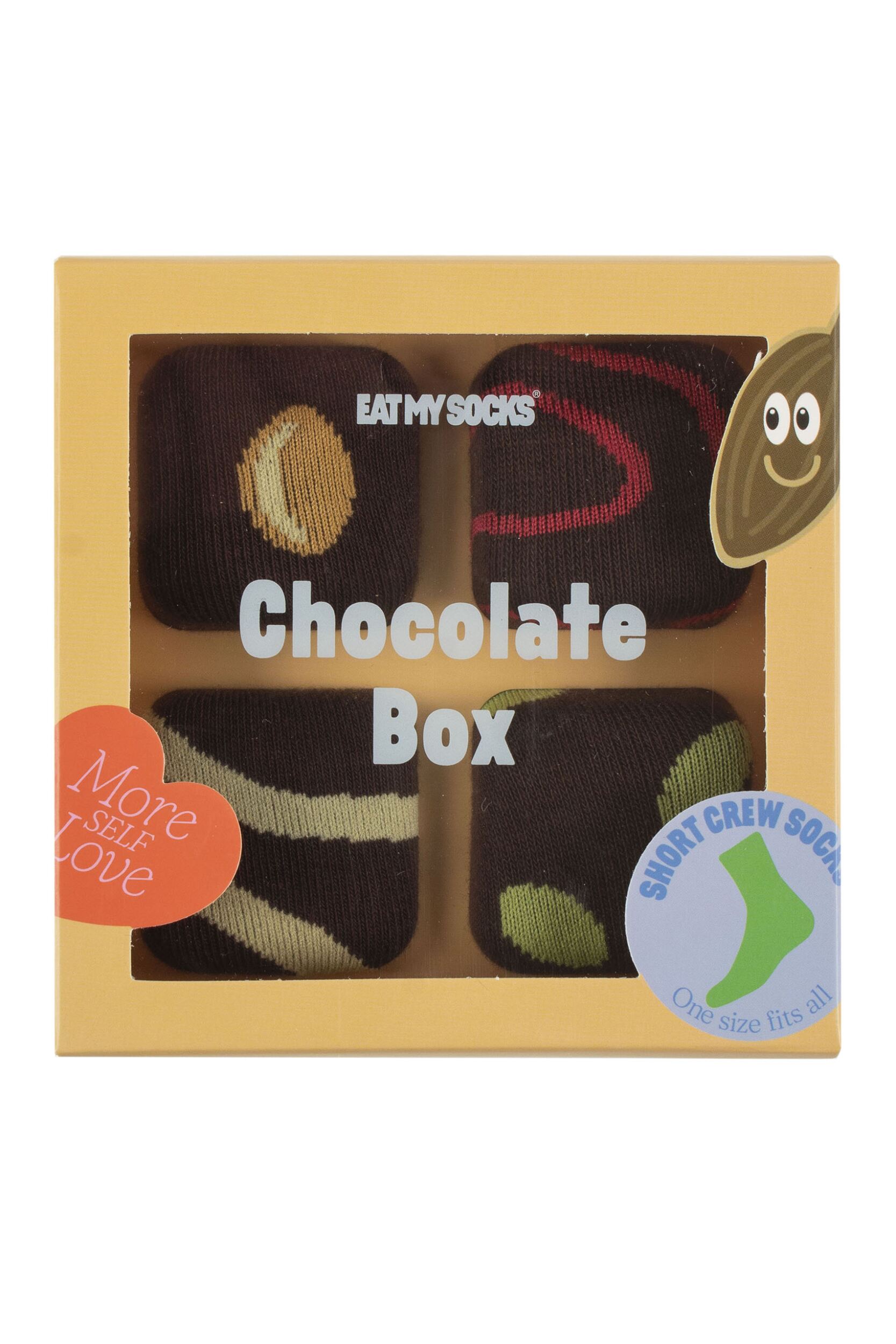 EAT MY SOCKS 1 Pair Chocolate Box Cotton Socks Chocolate One Size