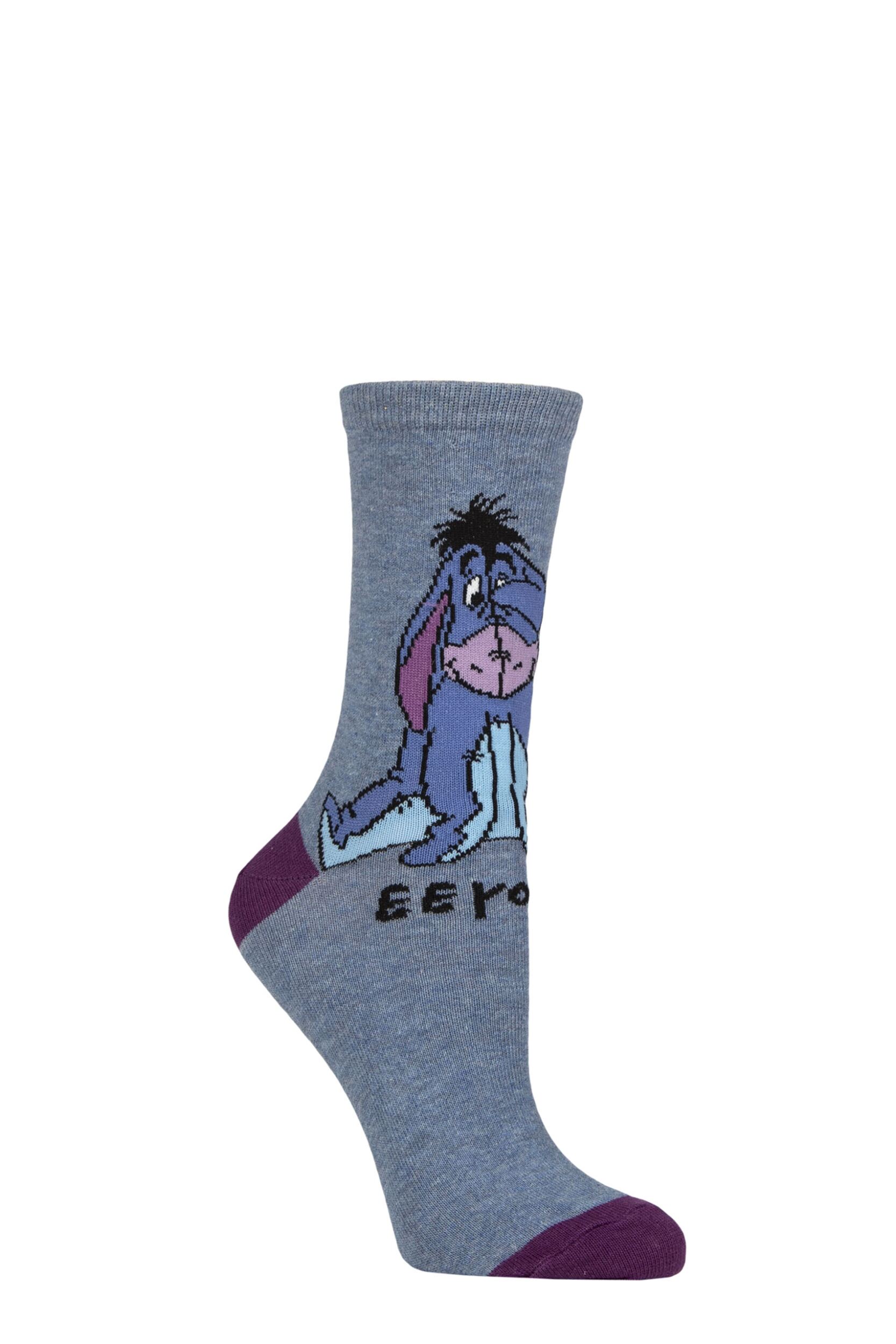 Women’s 1 Pair SOCKSHOP Winnie the Pooh Eeyore Cotton Socks Multi 4-7 Women’s