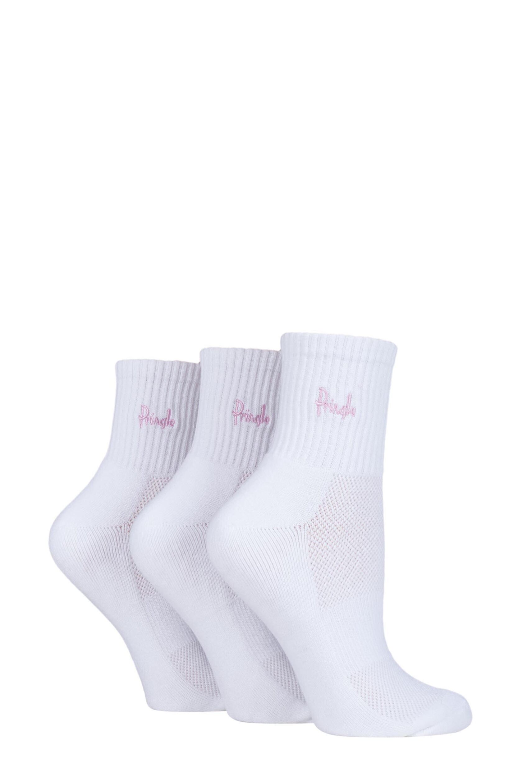 3 Pair White Lyndsey Cushioned Sport Socks Ladies 4-8 Ladies - Pringle