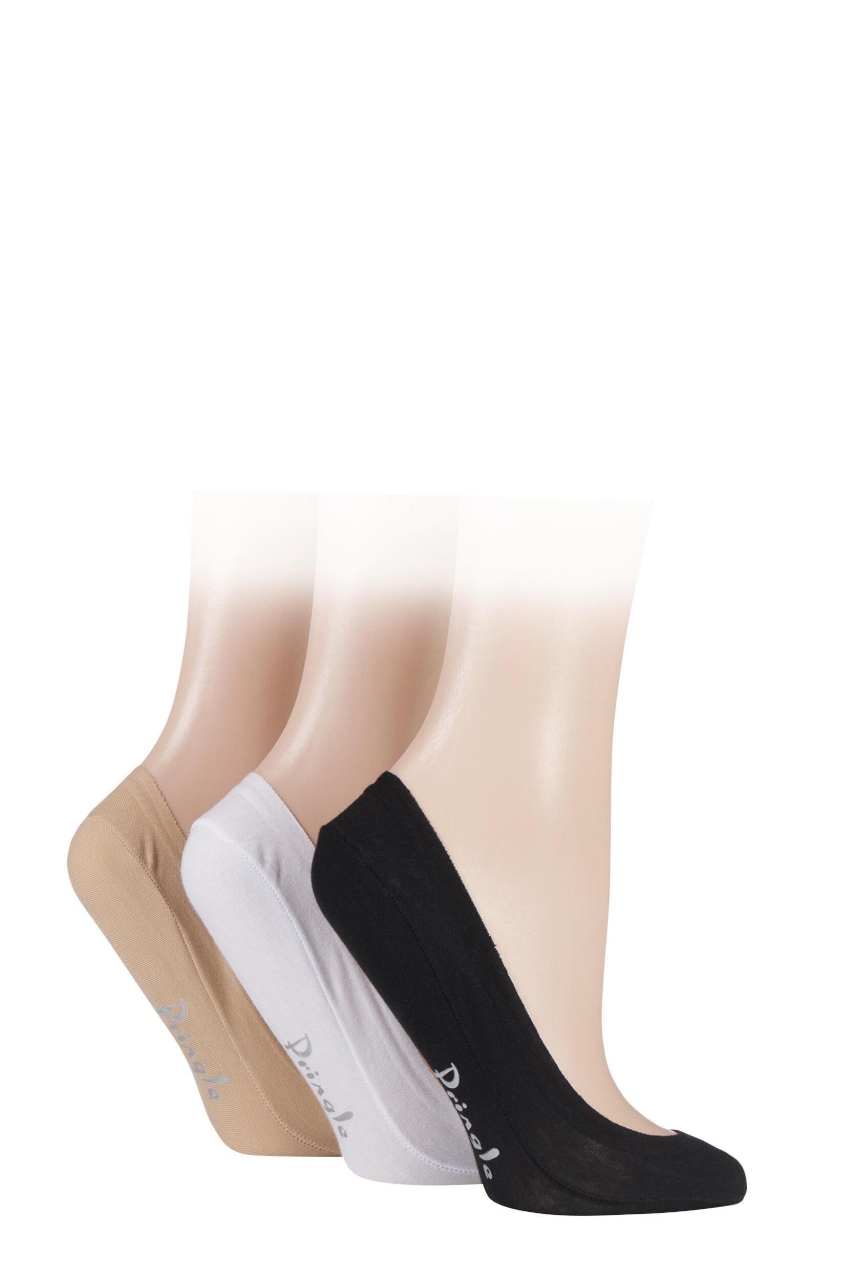 3 Pair Black / White / Nude Marian Shoe Liners Ladies 4-8 Ladies - Pringle