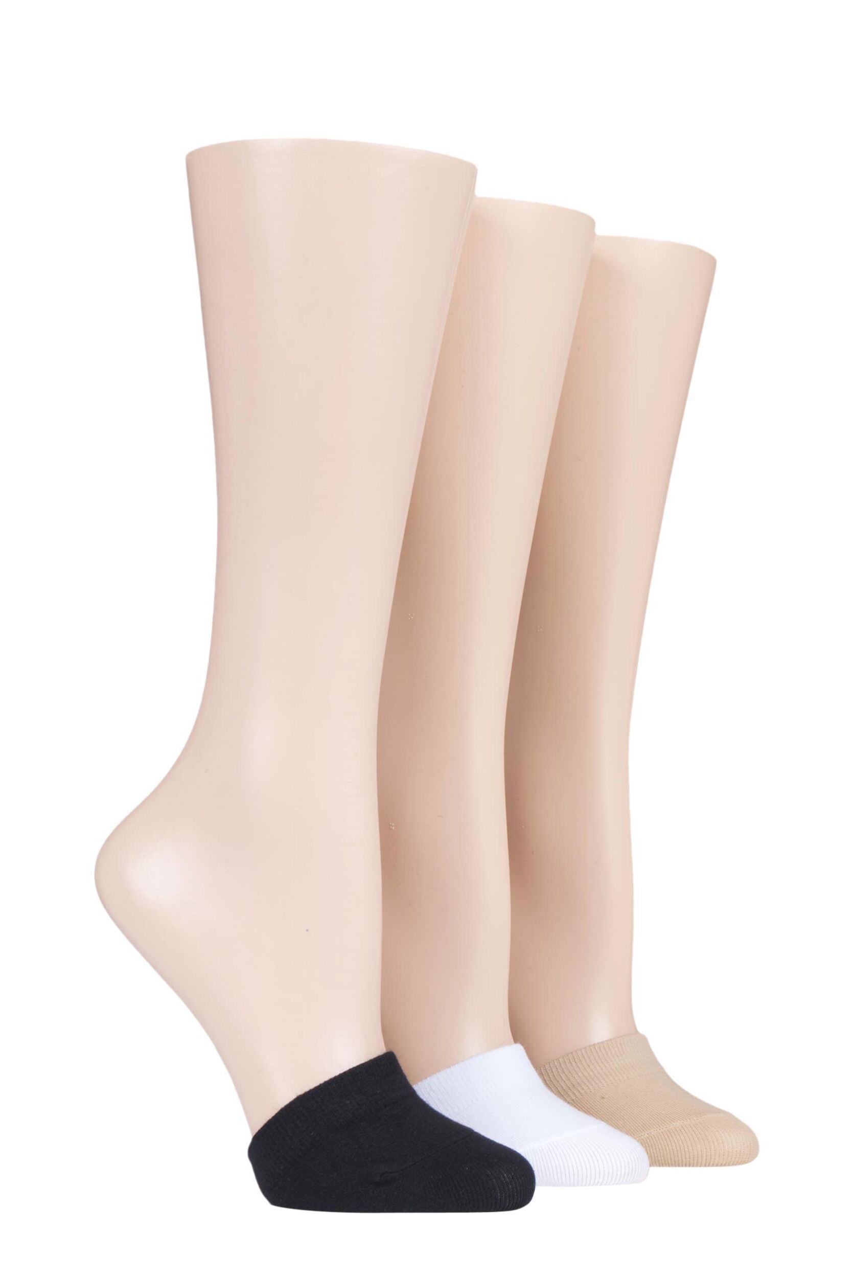 3 Pair Assorted Rolana Super Hidden Cotton Rich Toe Covers Ladies One Size - Pringle