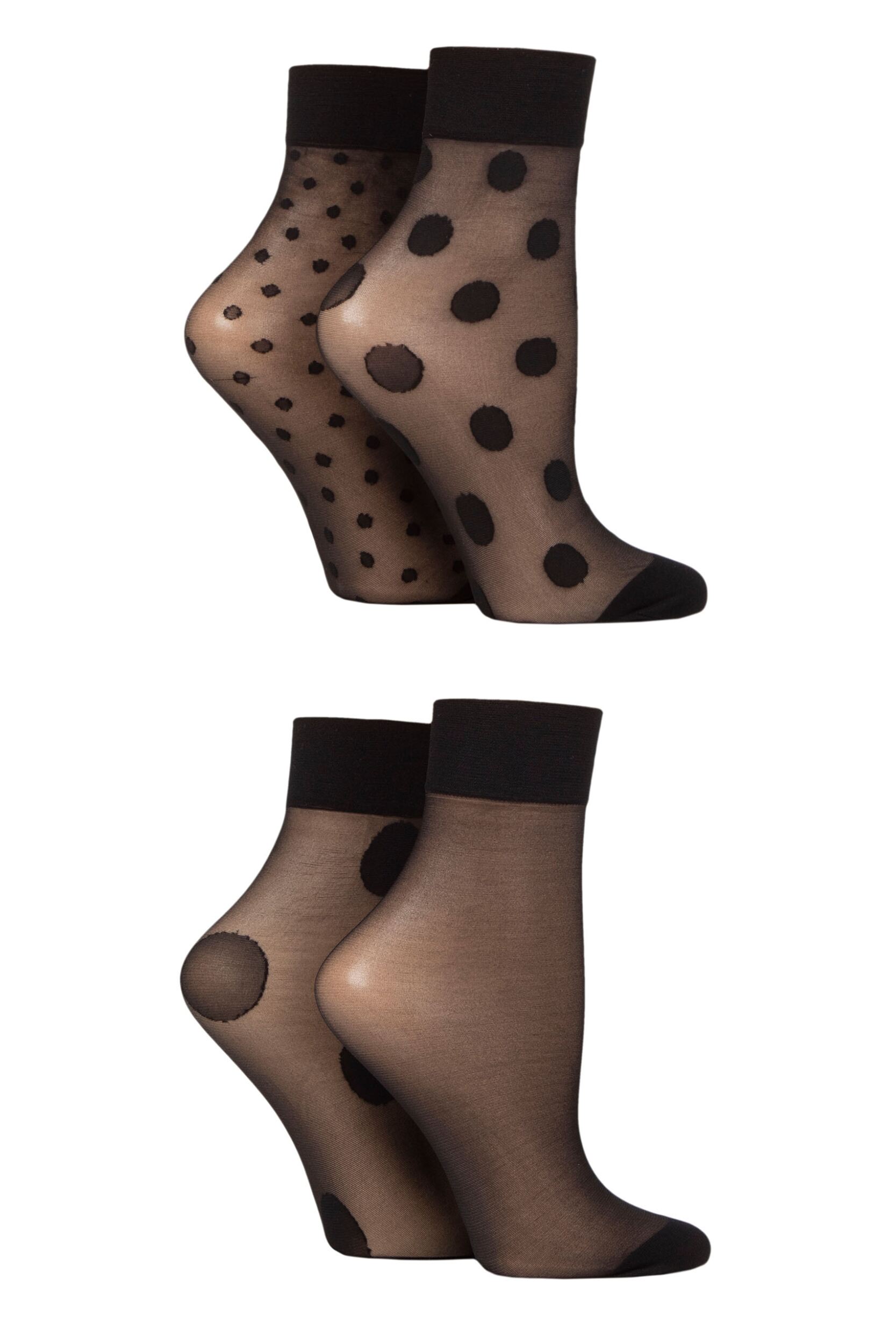 Women's 4 Pair Pringle Spotted Pop Socks Black 4-8 Ladies