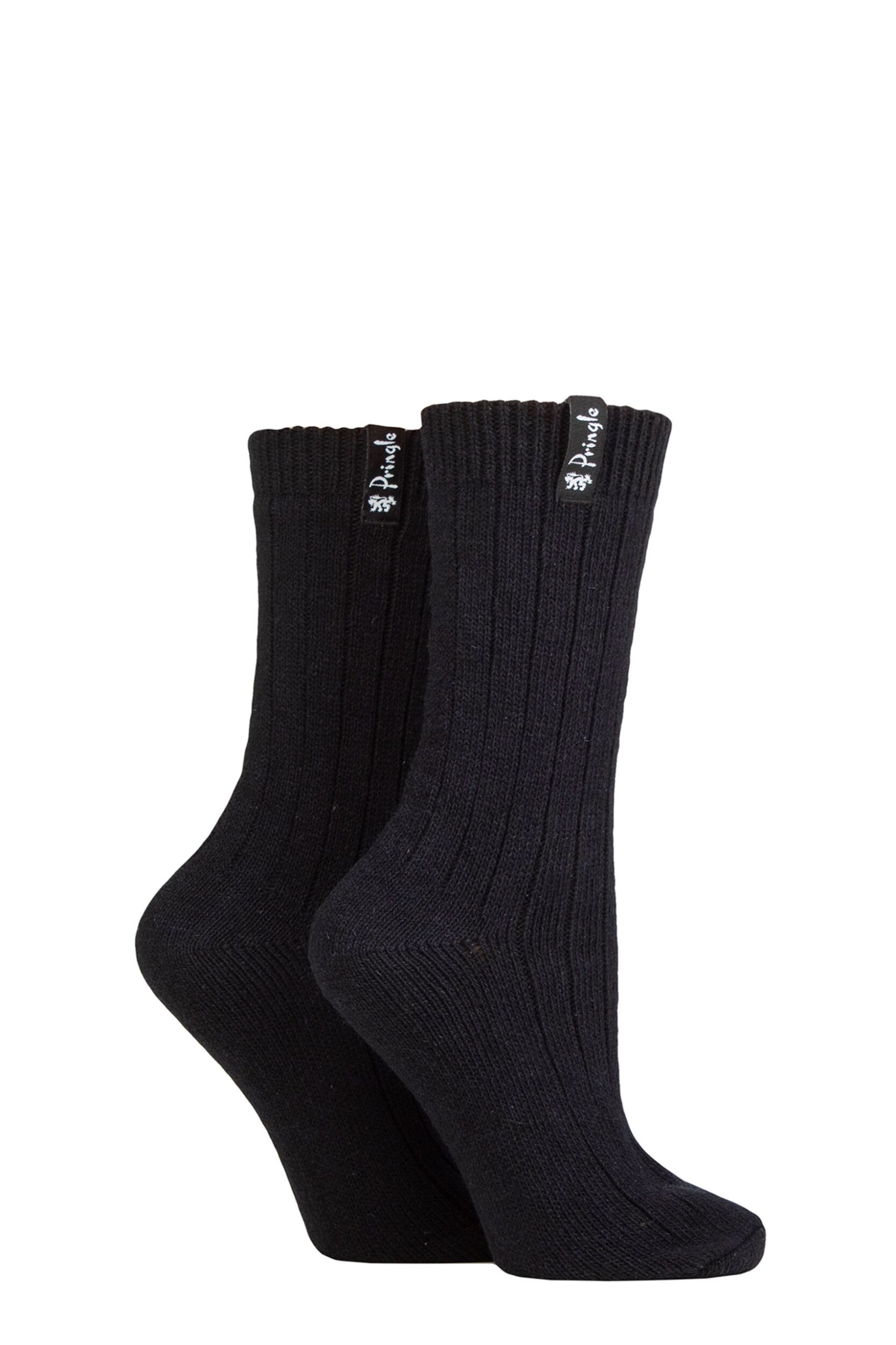 Women's 2 Pair Pringle Classic Boot Socks Navy 4-8
