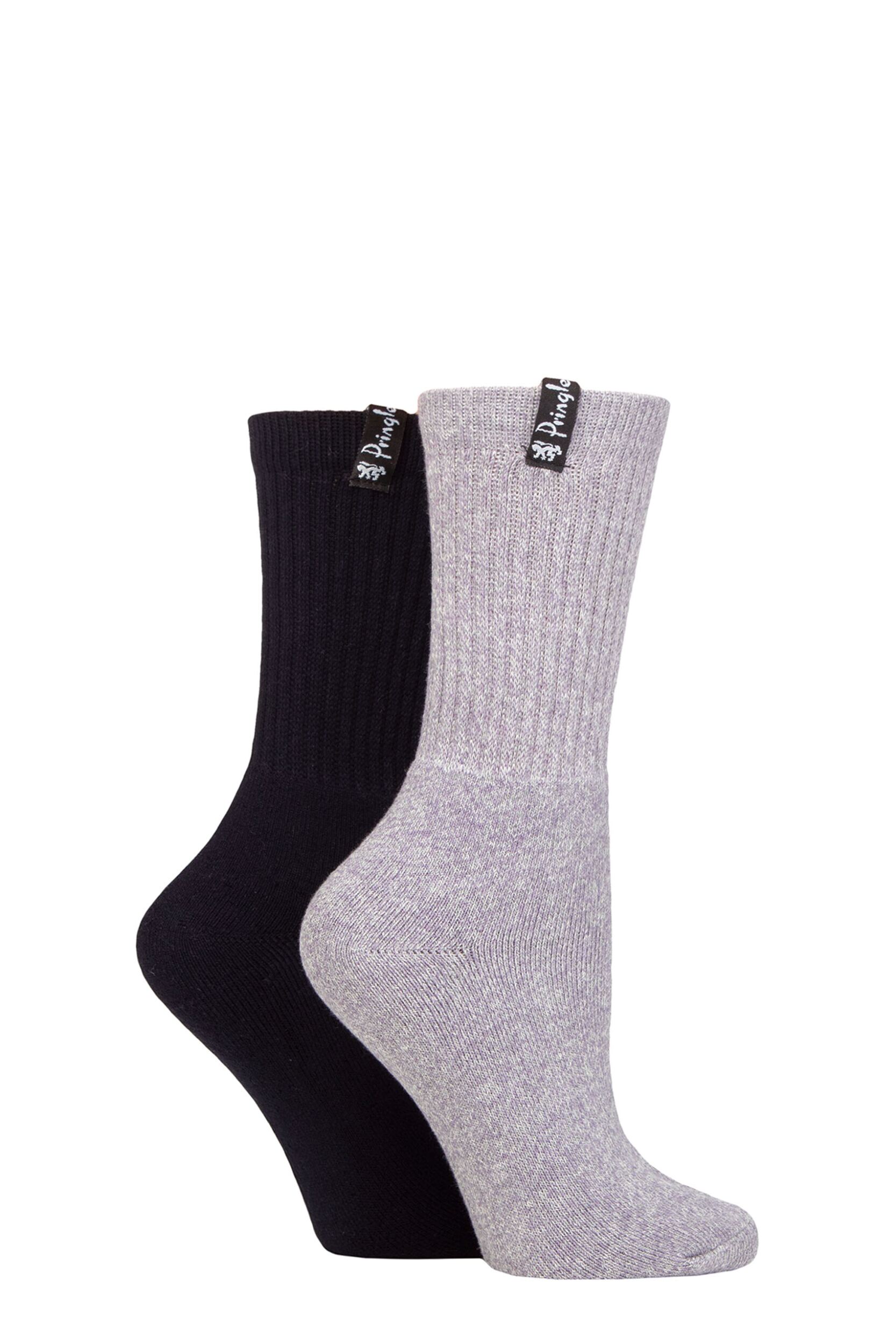Women's 2 Pair Pringle Cushioned Cotton Boot Socks Navy / Lilac UK 4-8