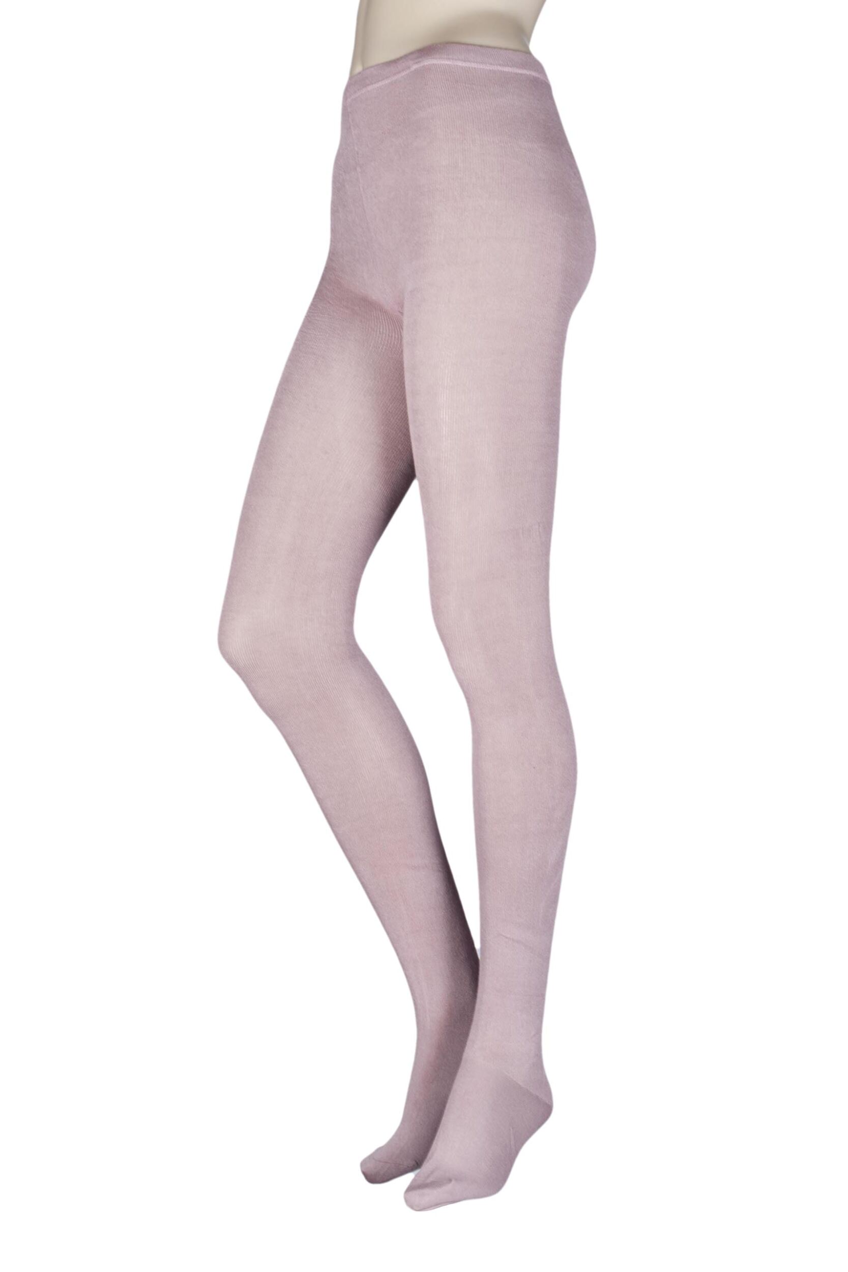Image of Ladies  Pair Elle Plain Bamboo Tights - Sale Powder Pink M/L