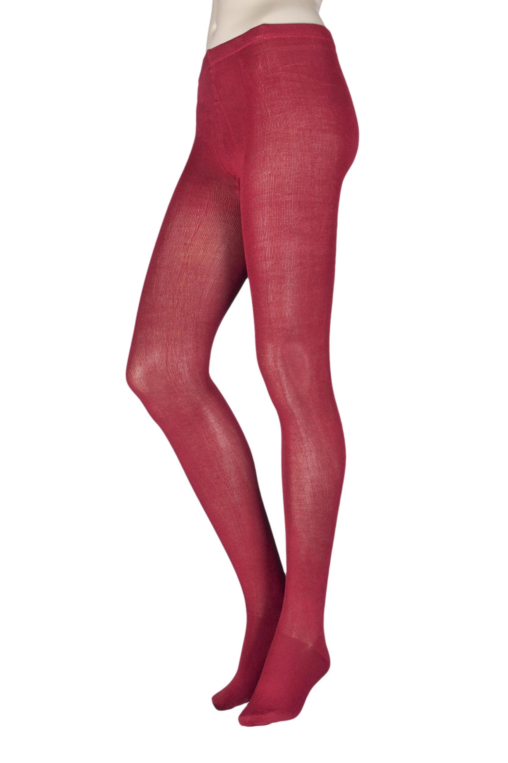 Image of Ladies  Pair Elle Plain Bamboo Tights - Sale Smoked Paprika S/M
