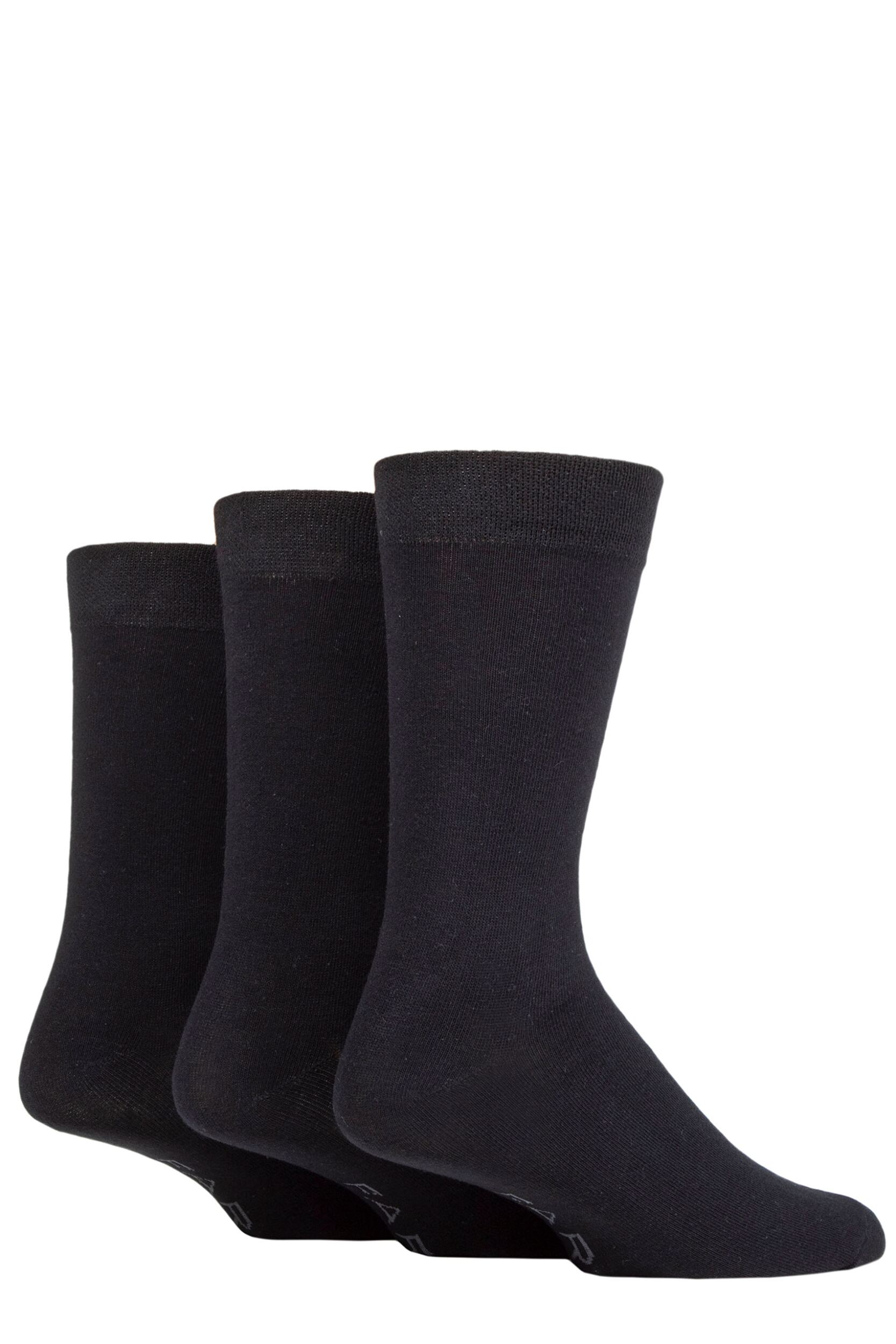 Mens 3 Pair Farah Plain Comfort Cuff Socks Black 6-11 Mens