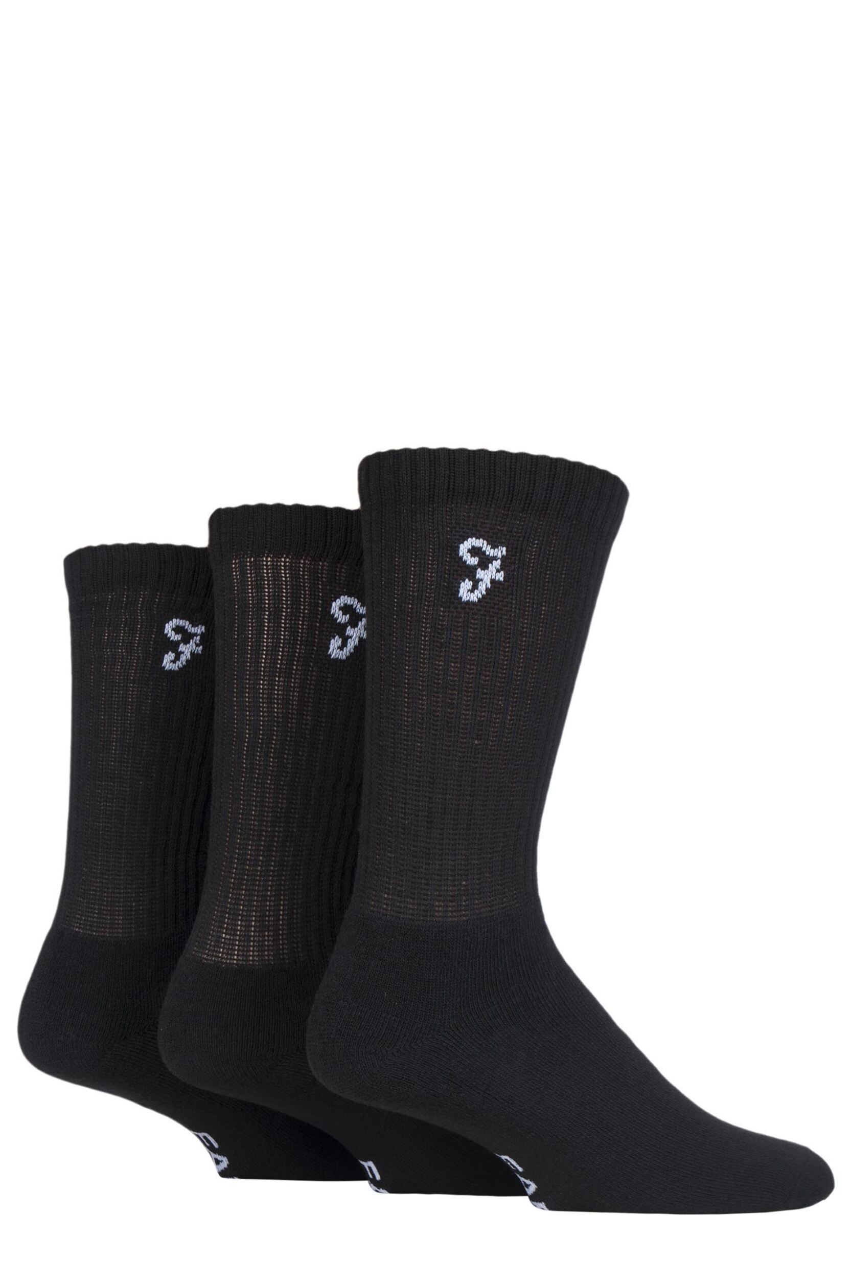 3 Pair Black Classic Leisure Sports Socks Men's 6-11 Mens - Farah