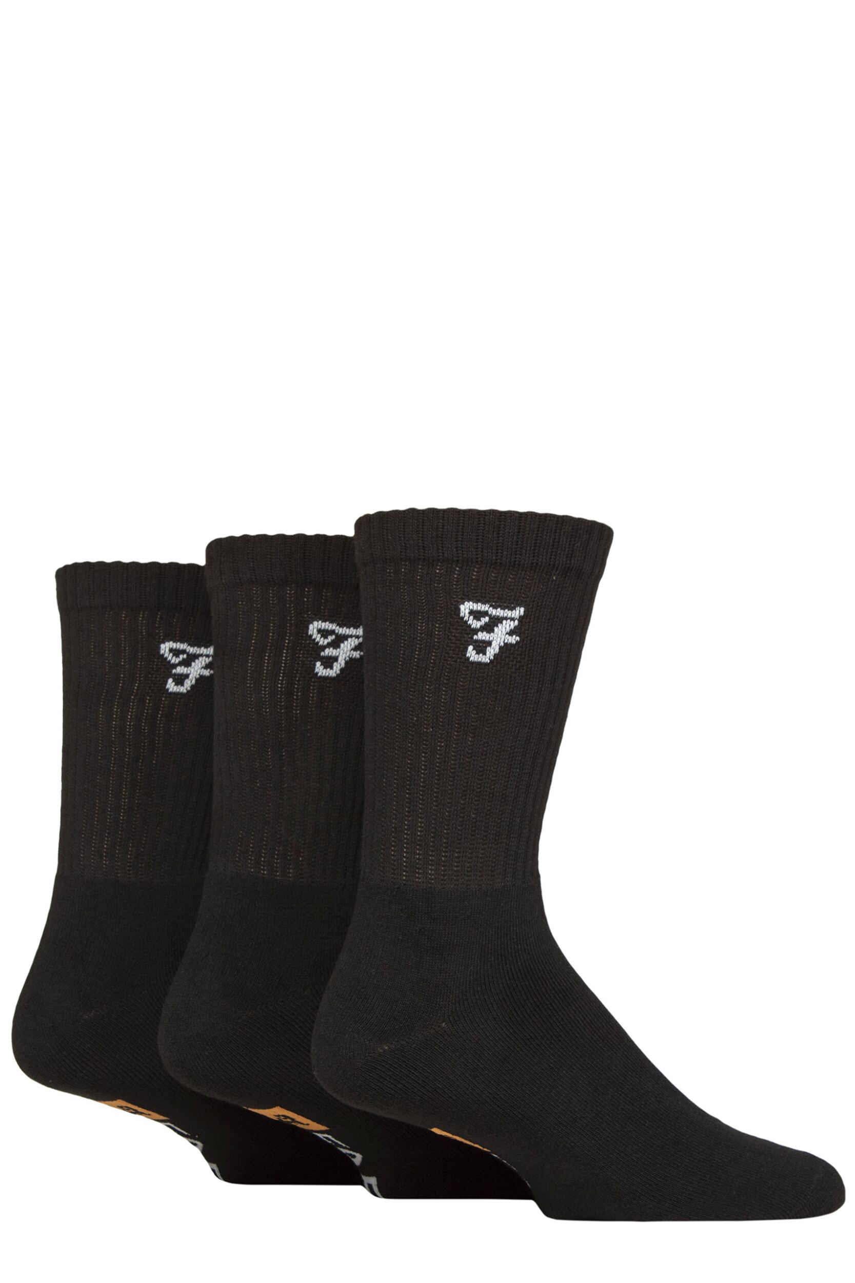3 Pair Black Classic Leisure Sports Socks Men's 6-11 Mens - Farah