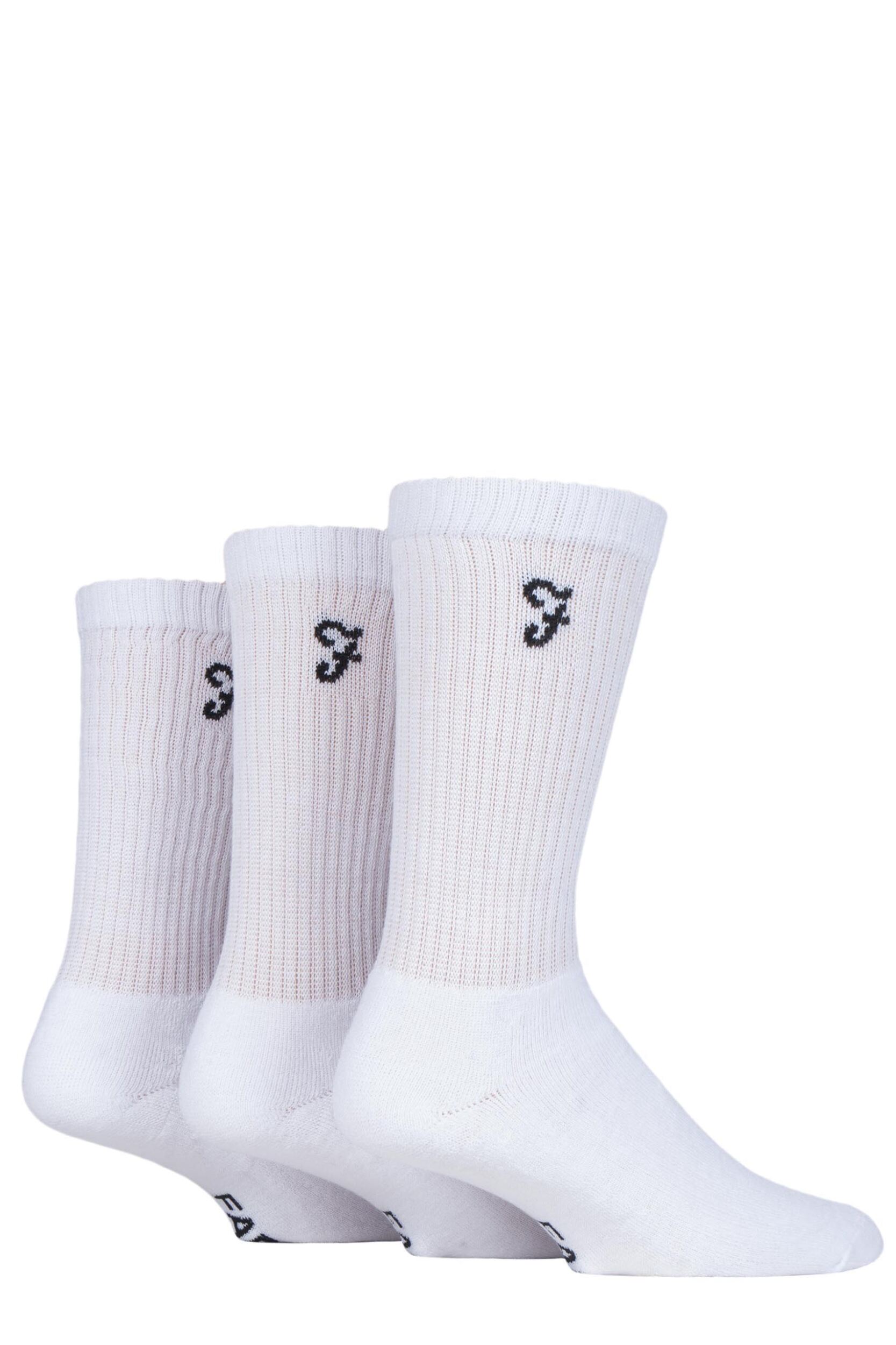 3 Pair White Classic Leisure Sports Socks Men's 6-11 Mens - Farah