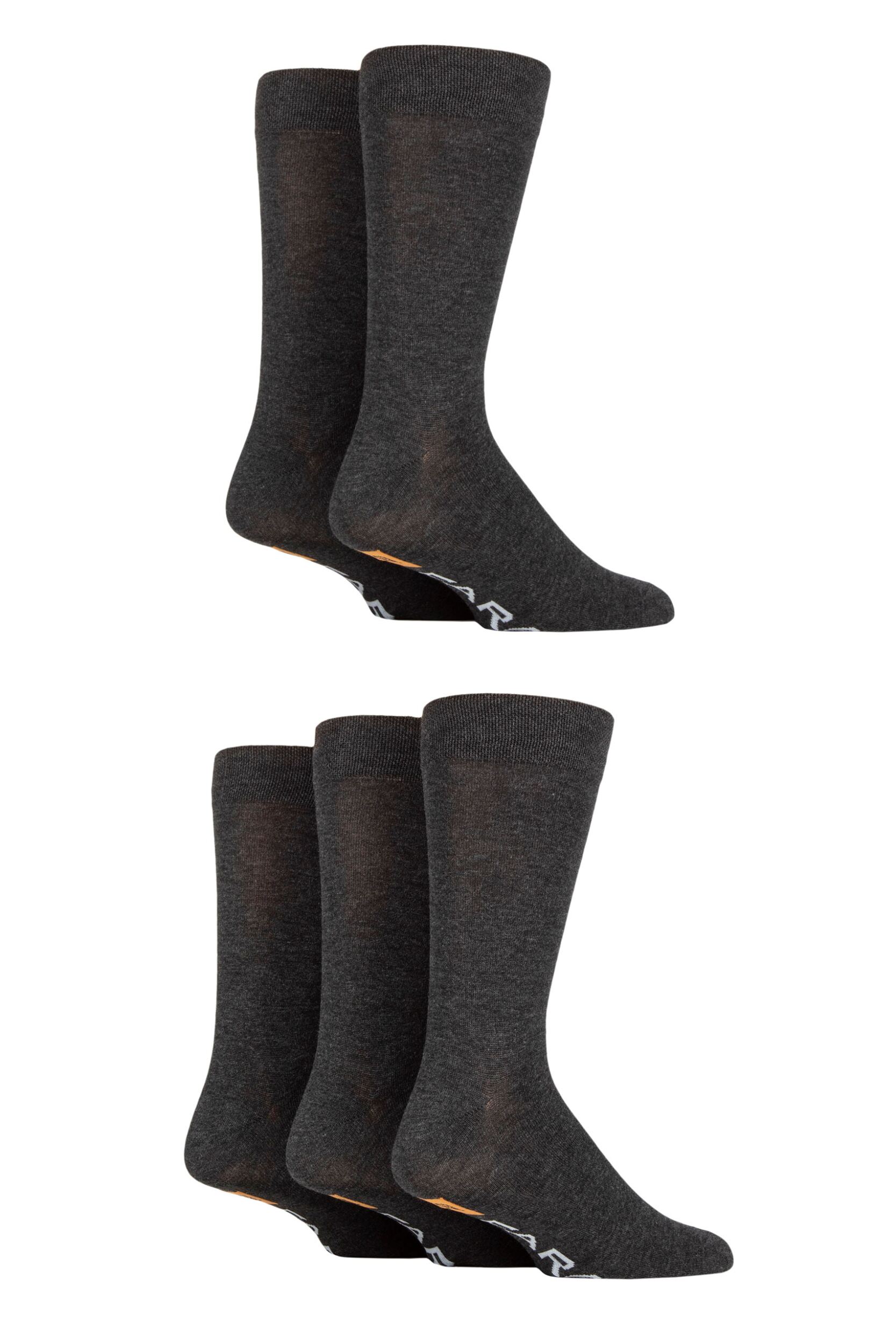 5 Pair Grey Marl  /  Charcoal Marl Classic Plain Bamboo Socks Men's 6-11 Mens - Farah