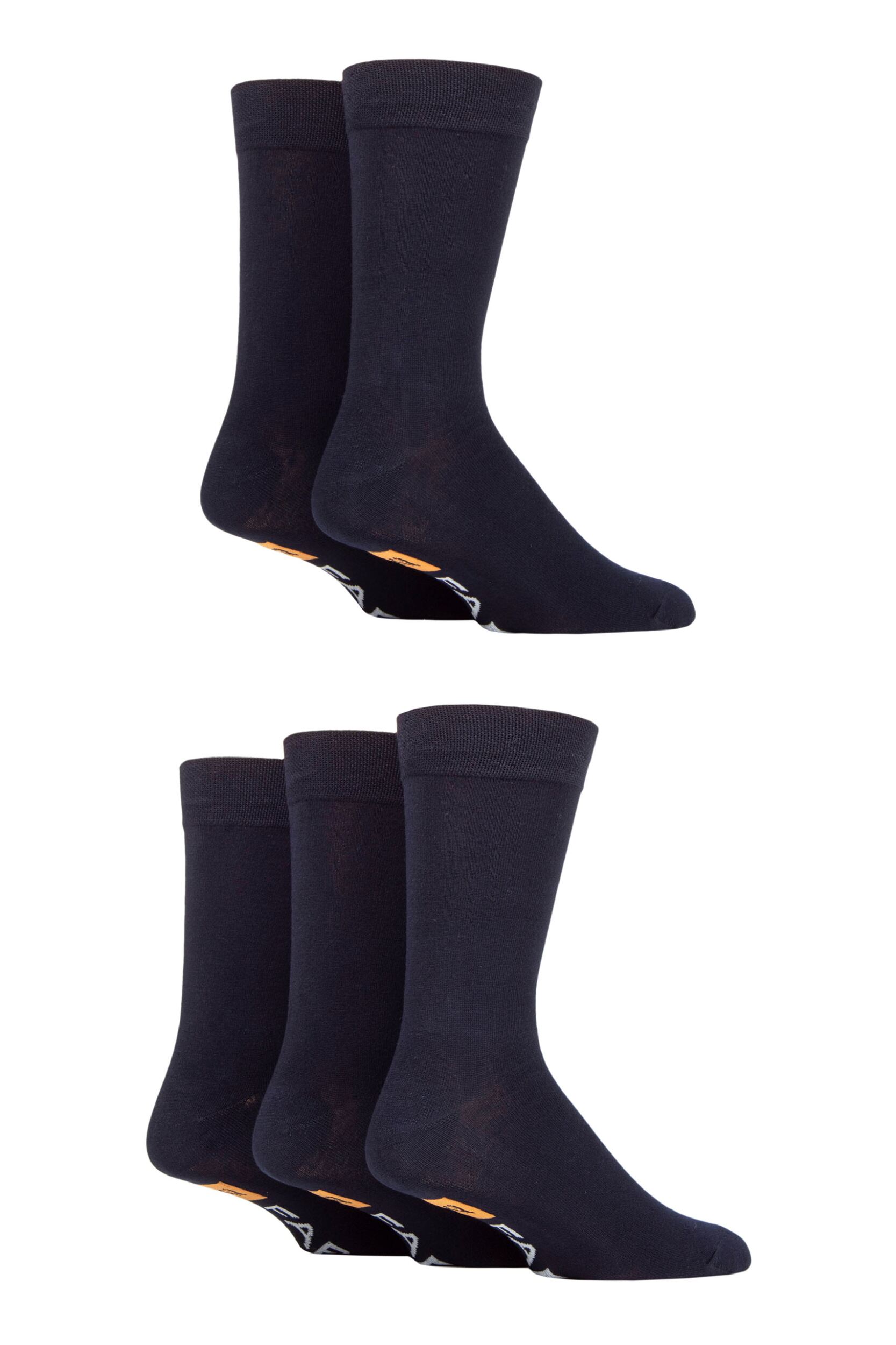 5 Pair Navy Classic Plain Bamboo Socks Men's 6-11 Mens - Farah