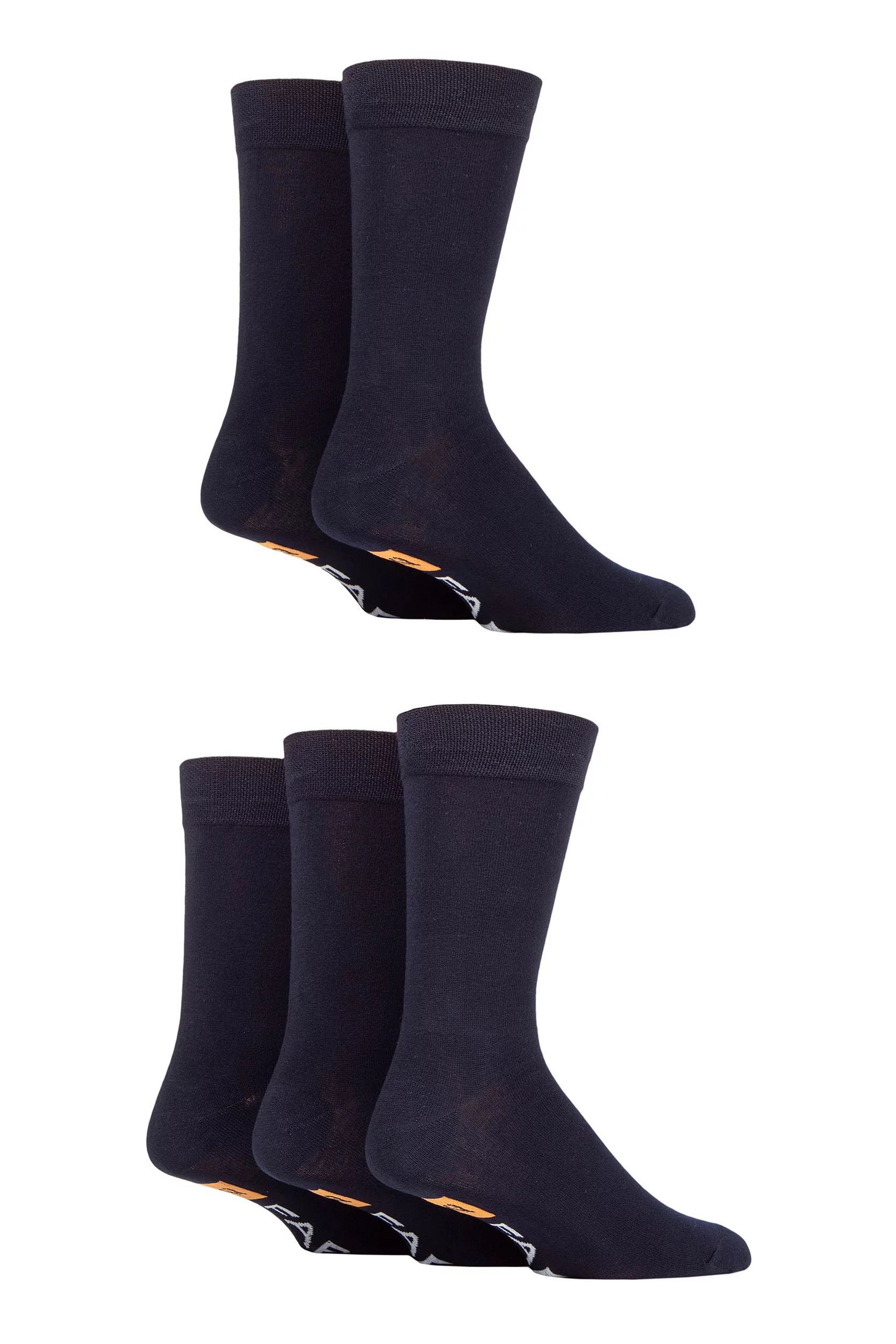 5 Pair Navy Classic Plain Bamboo Socks Men's 6-11 Mens - Farah