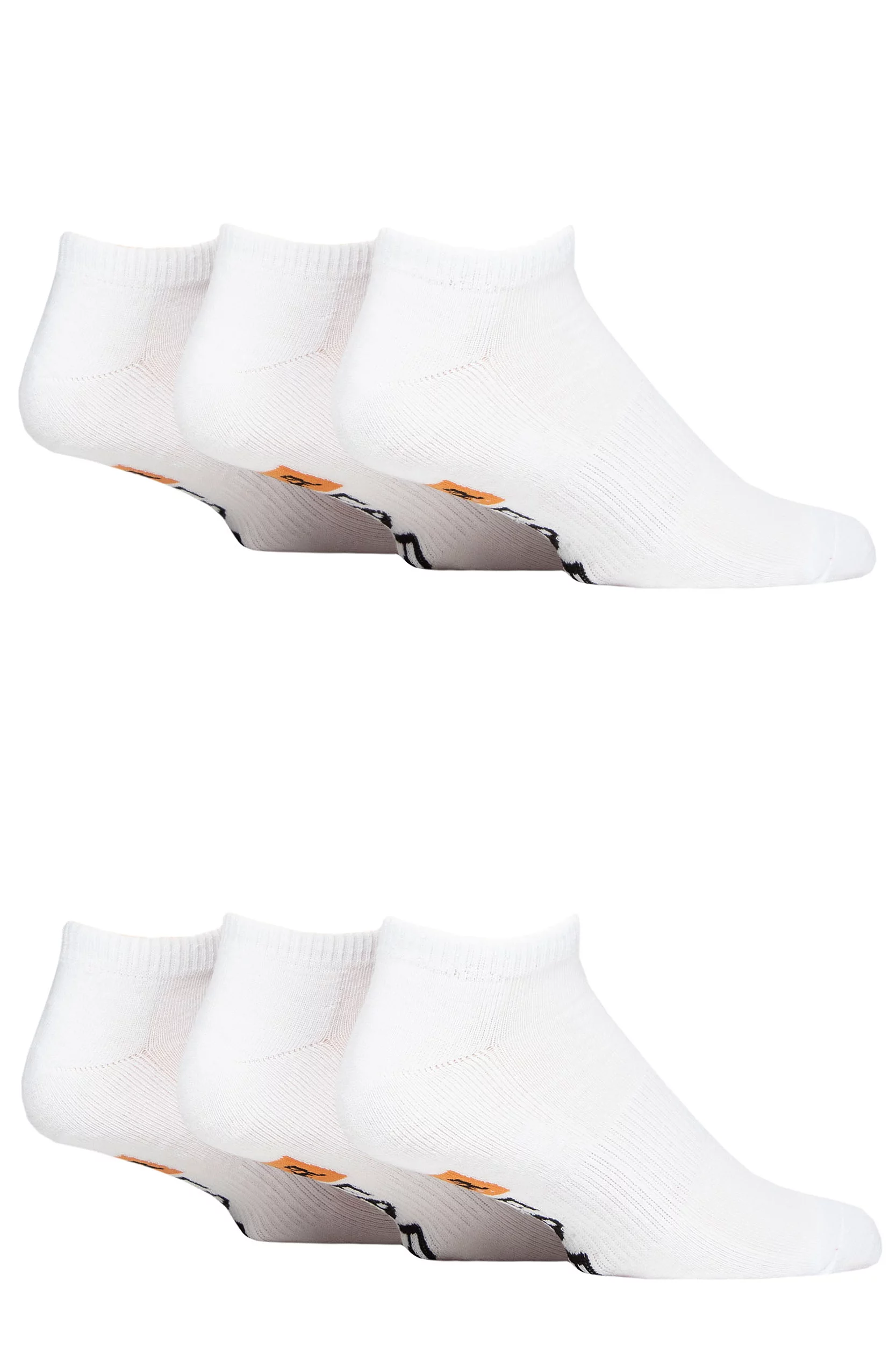 Mens 6 Pair Farah Plain, Patterned and Striped Trainer Socks Plain White 6