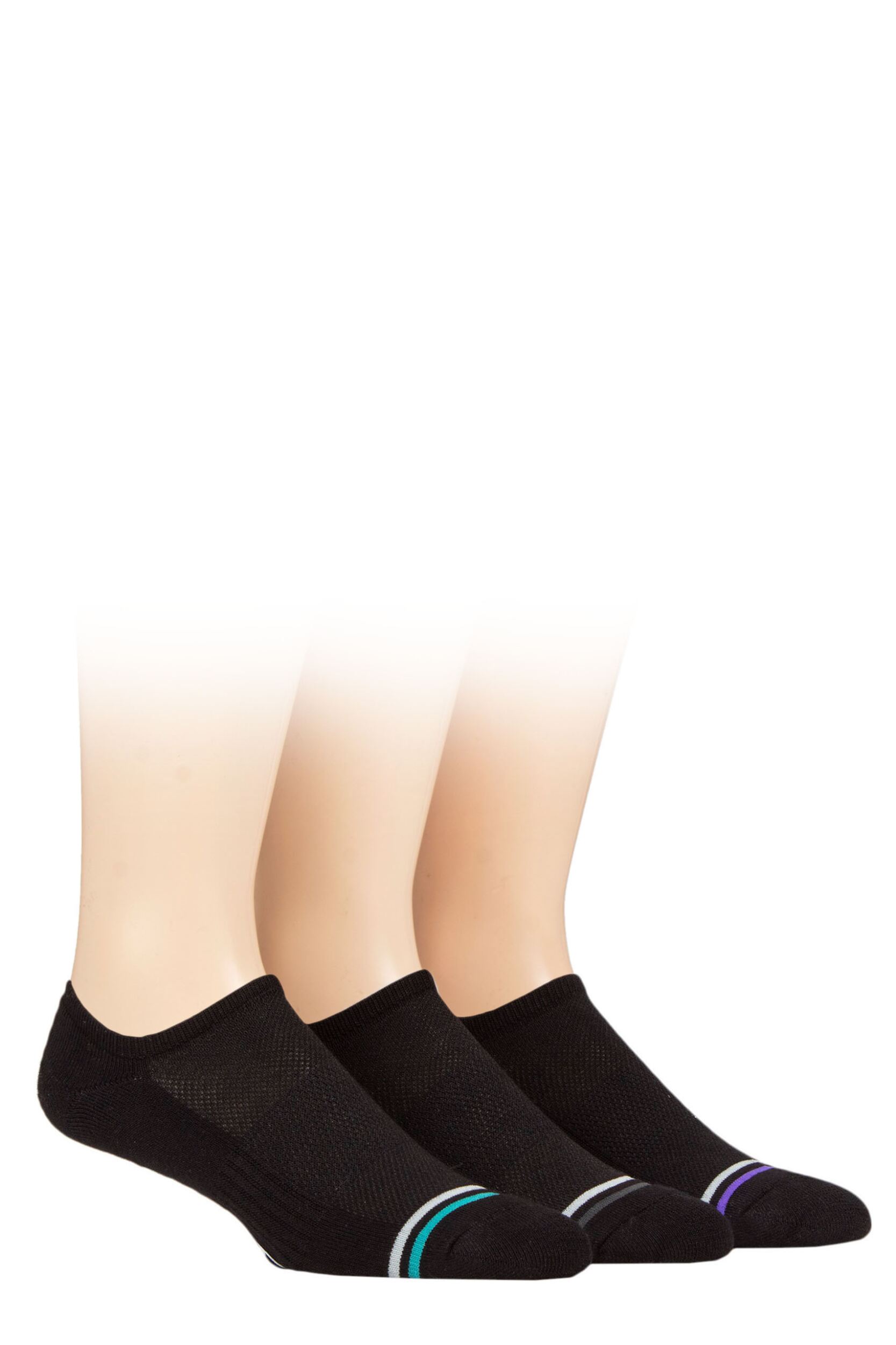 Mens 3 Pair Farah Bamboo No Show Socks Black 6-11 Mens