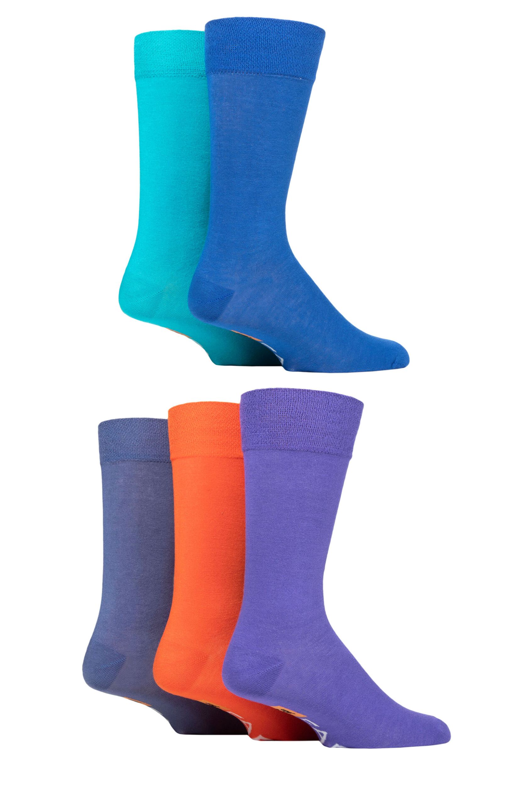 Mens 5 Pair Farah Classic Plain Bamboo Socks Bright Colourburst 6-11 Mens