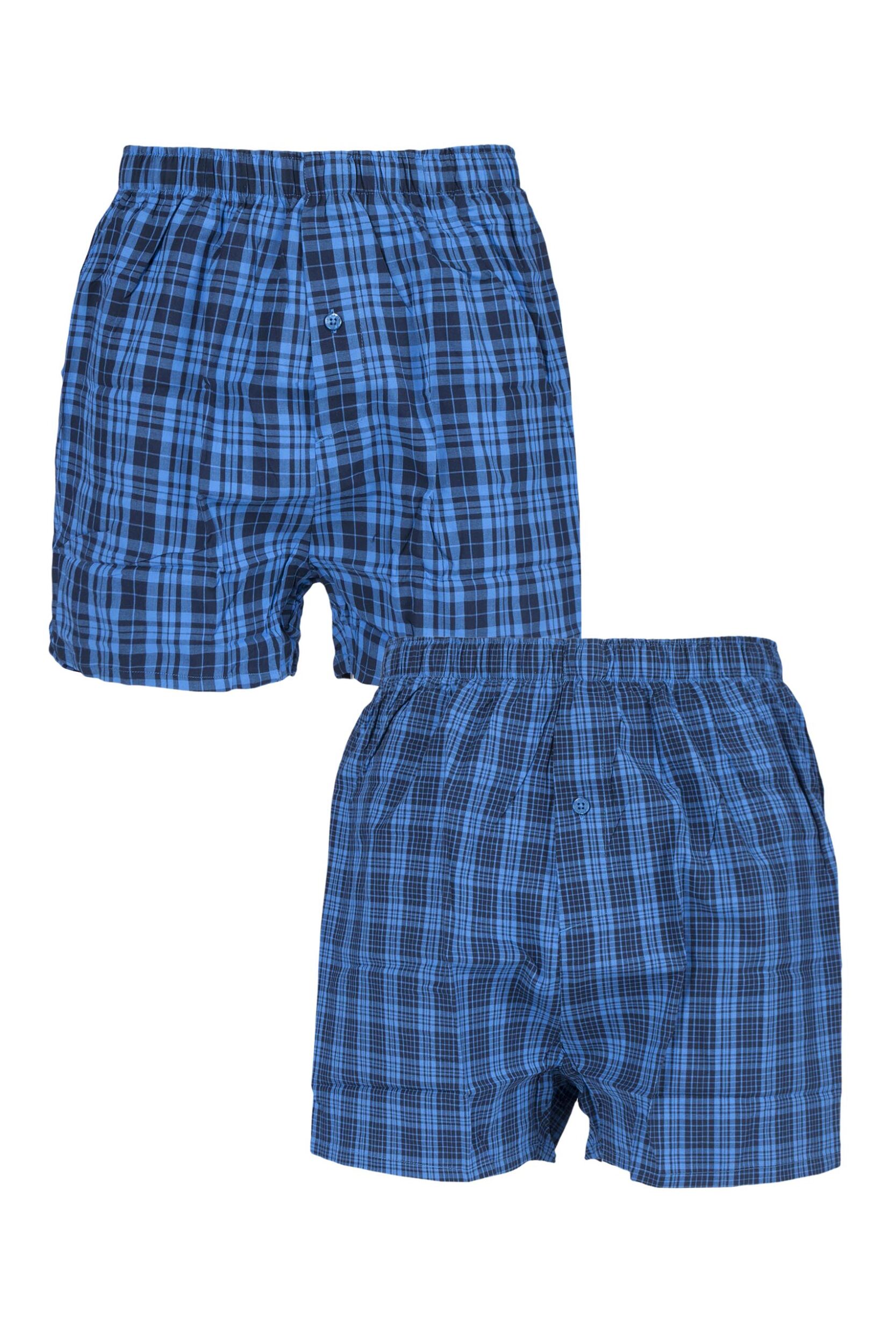 2 Pair Navy Woven Boxers Men's Small - Farah