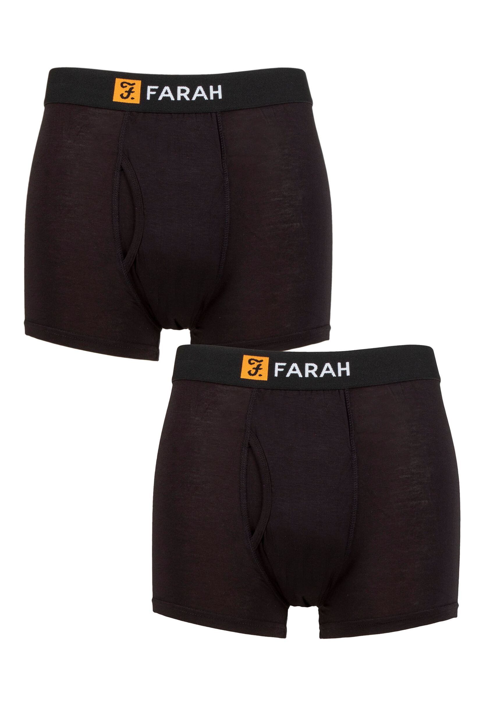 Mens 2 Pack Farah Classic Striped and Plain Bamboo Keyhole Trunks Black L