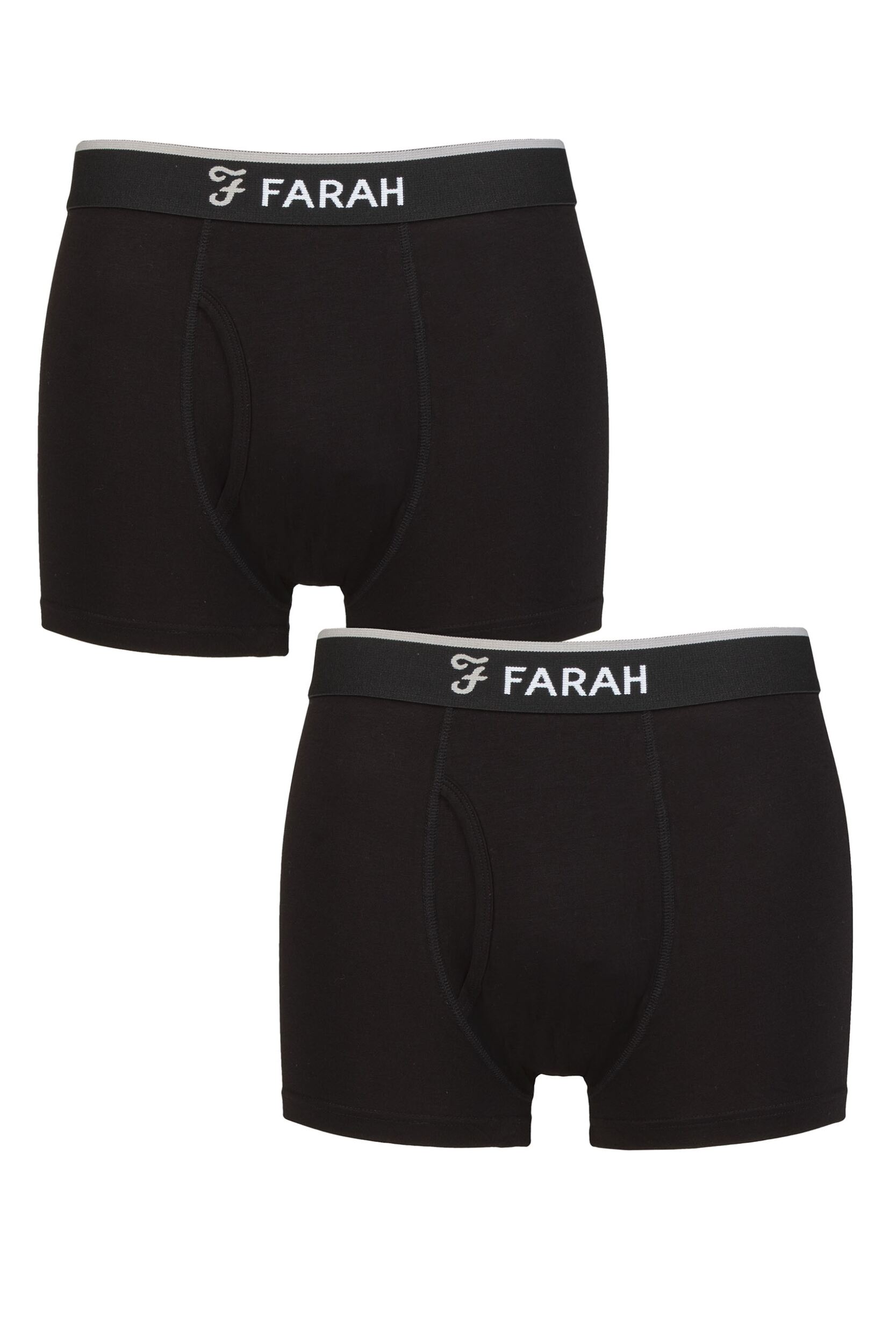 Mens 2 Pair Farah Plain and Stripe Bamboo Keyhole Trunks Plain Black / Black S