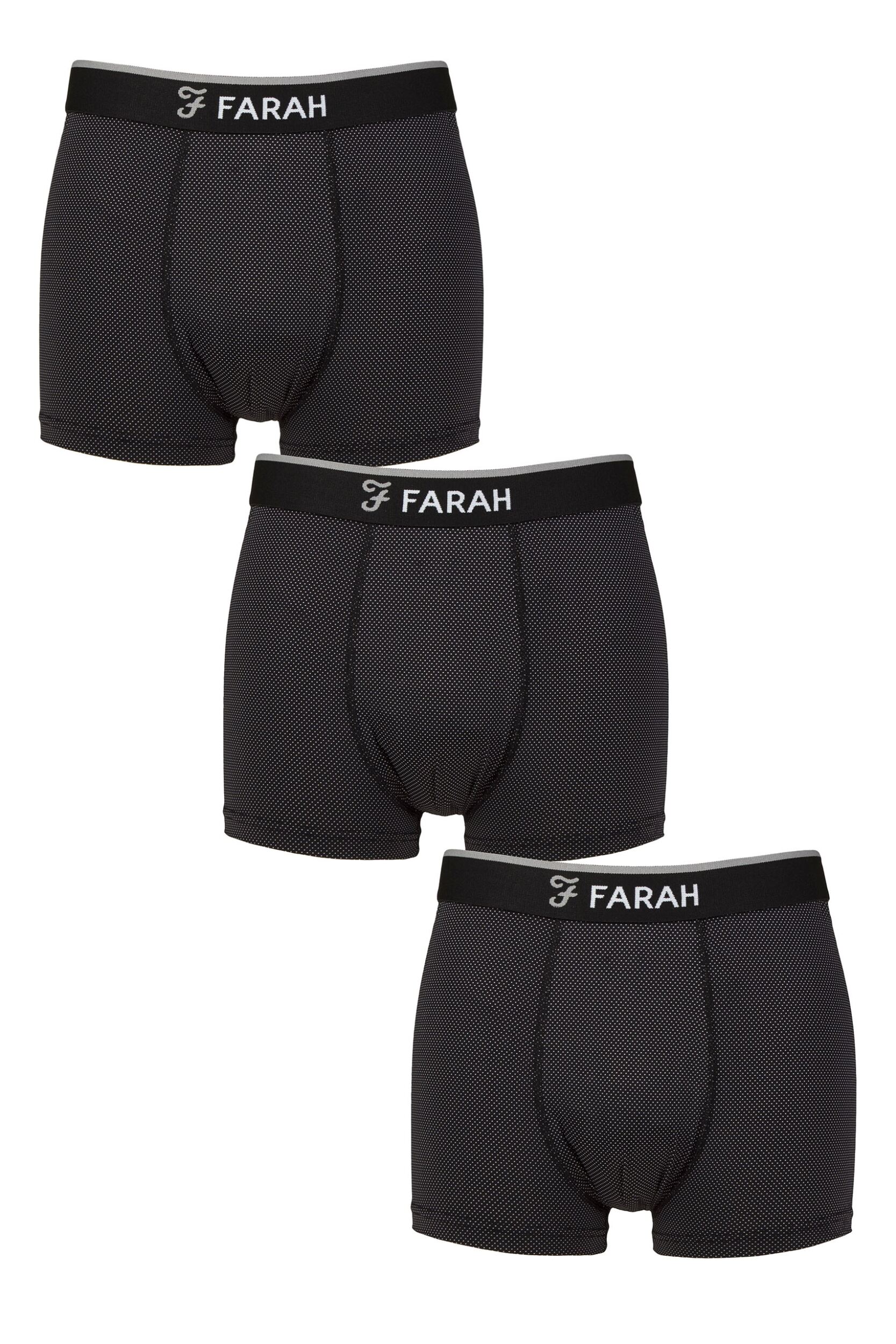 Mens 3 Pack Farah Sports Fitted Trunks Black S