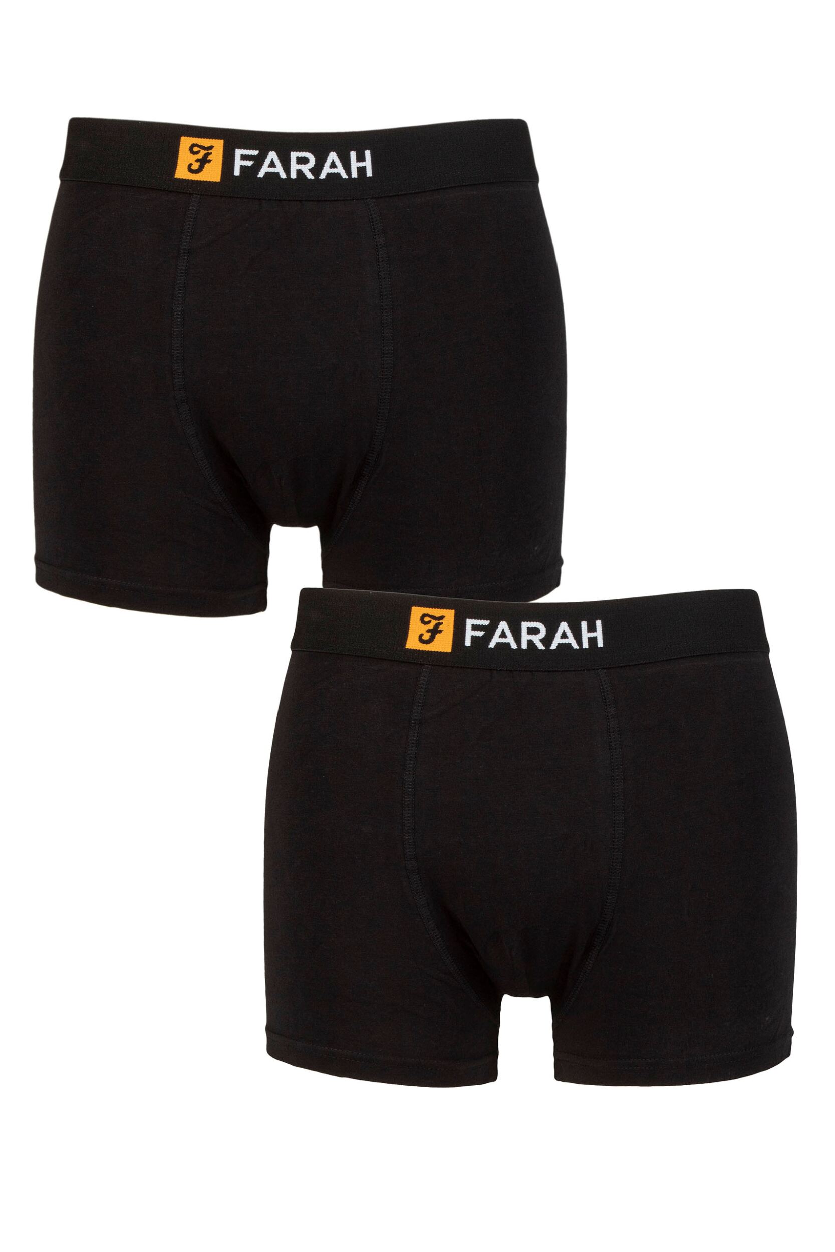 Mens 2 Pack Farah Cotton Classic Fitted Trunks Black / Black L