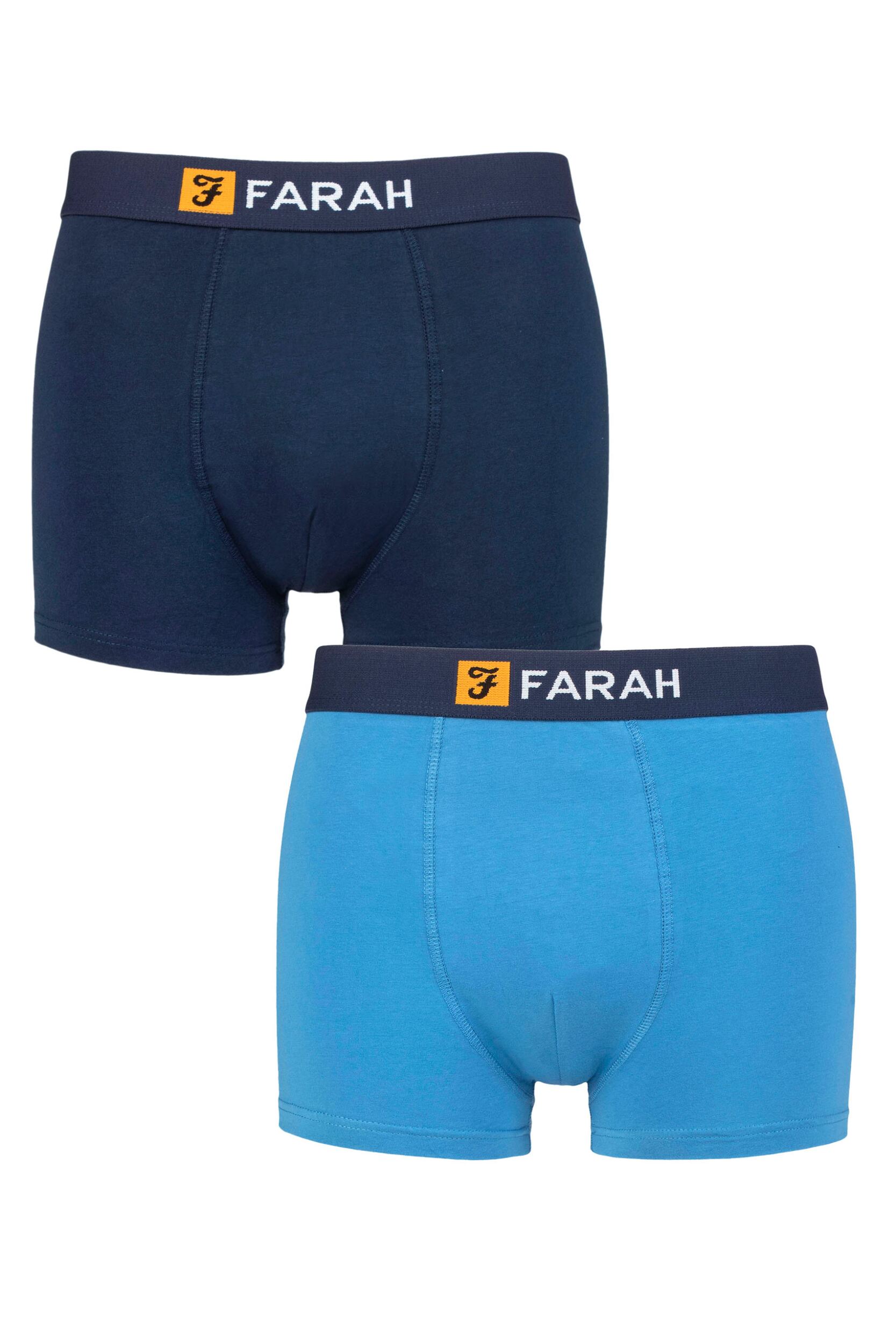 Image of Mens 2 Pack Farah Cotton Classic Fitted Trunks Dark Navy / Blue L