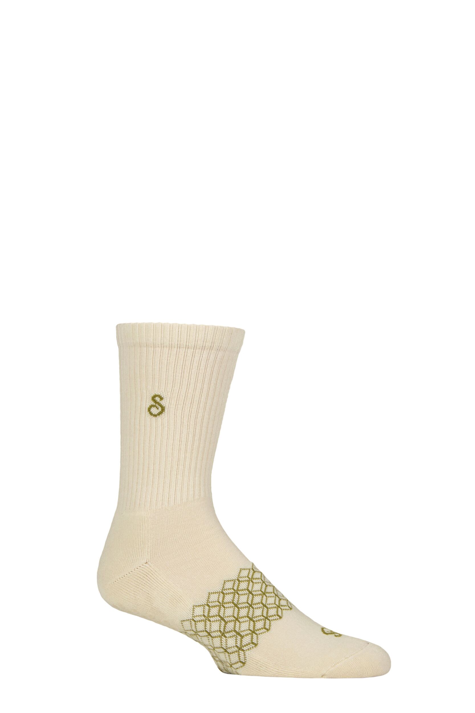 Mens & Women's 1 Pair hipSwan Organic Cotton Gripper Yoga and Pilates Socks Natural Medium