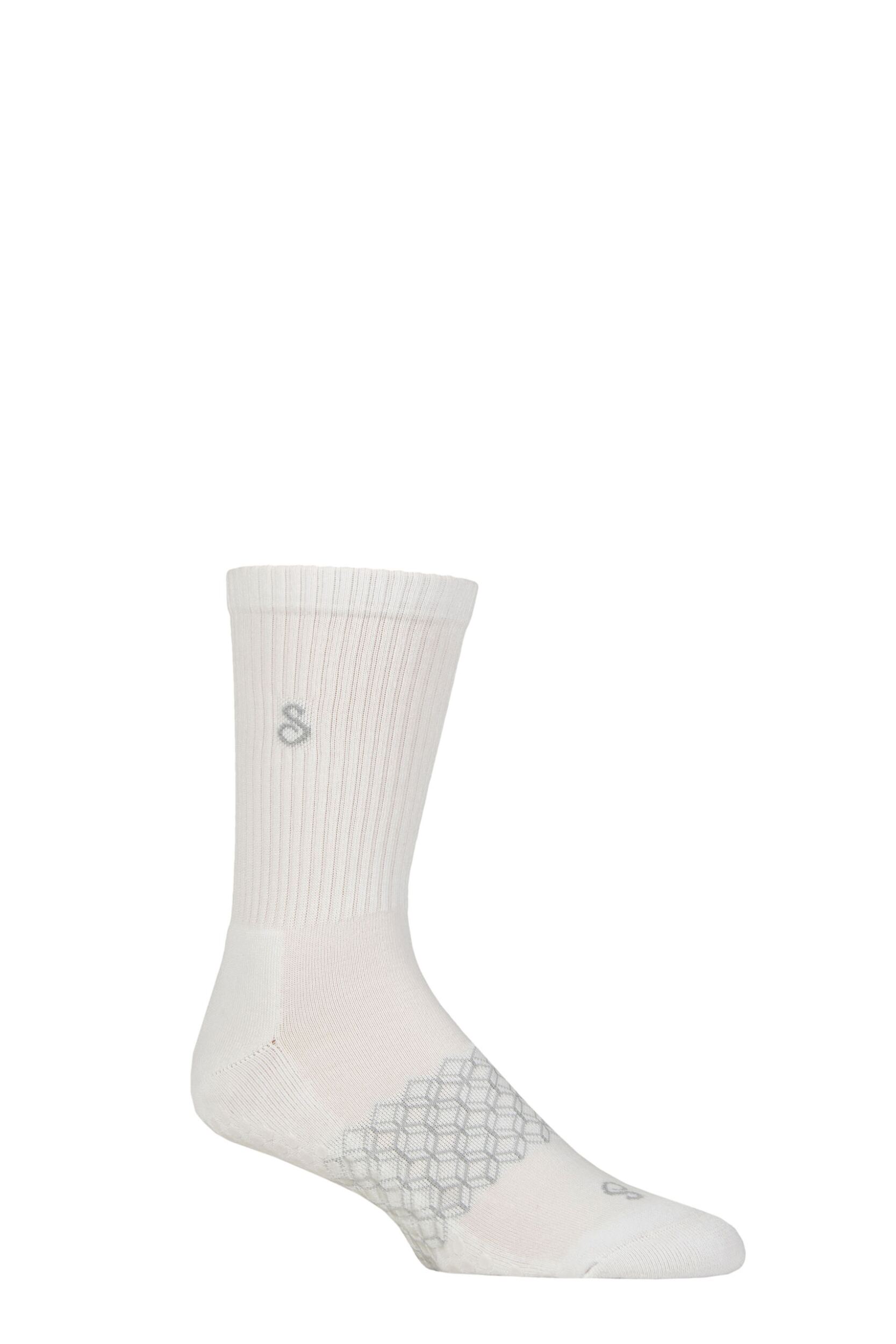 Mens & Women's 1 Pair hipSwan Organic Cotton Gripper Yoga and Pilates Socks White Medium