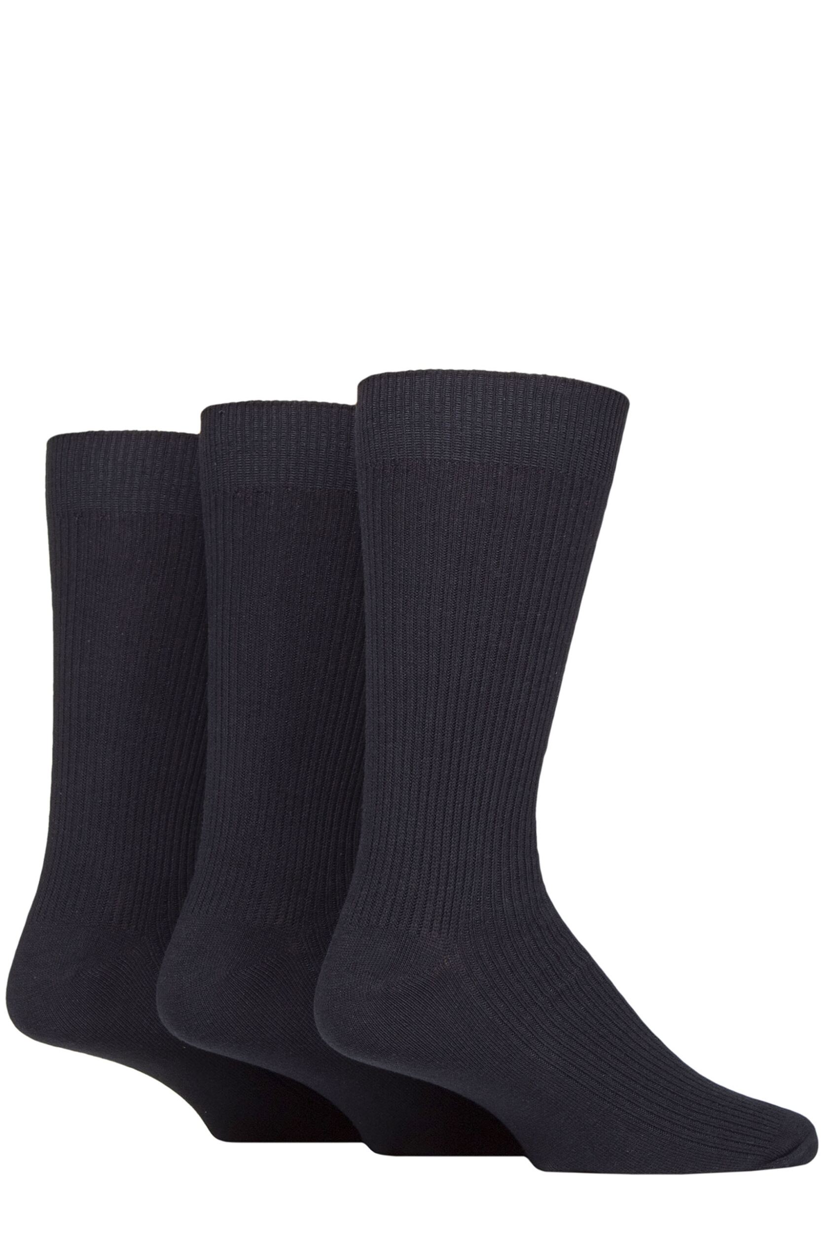 Mens 3 Pair Glenmuir Laird Cotton Ribbed Trouser Socks Navy 7-11 Mens