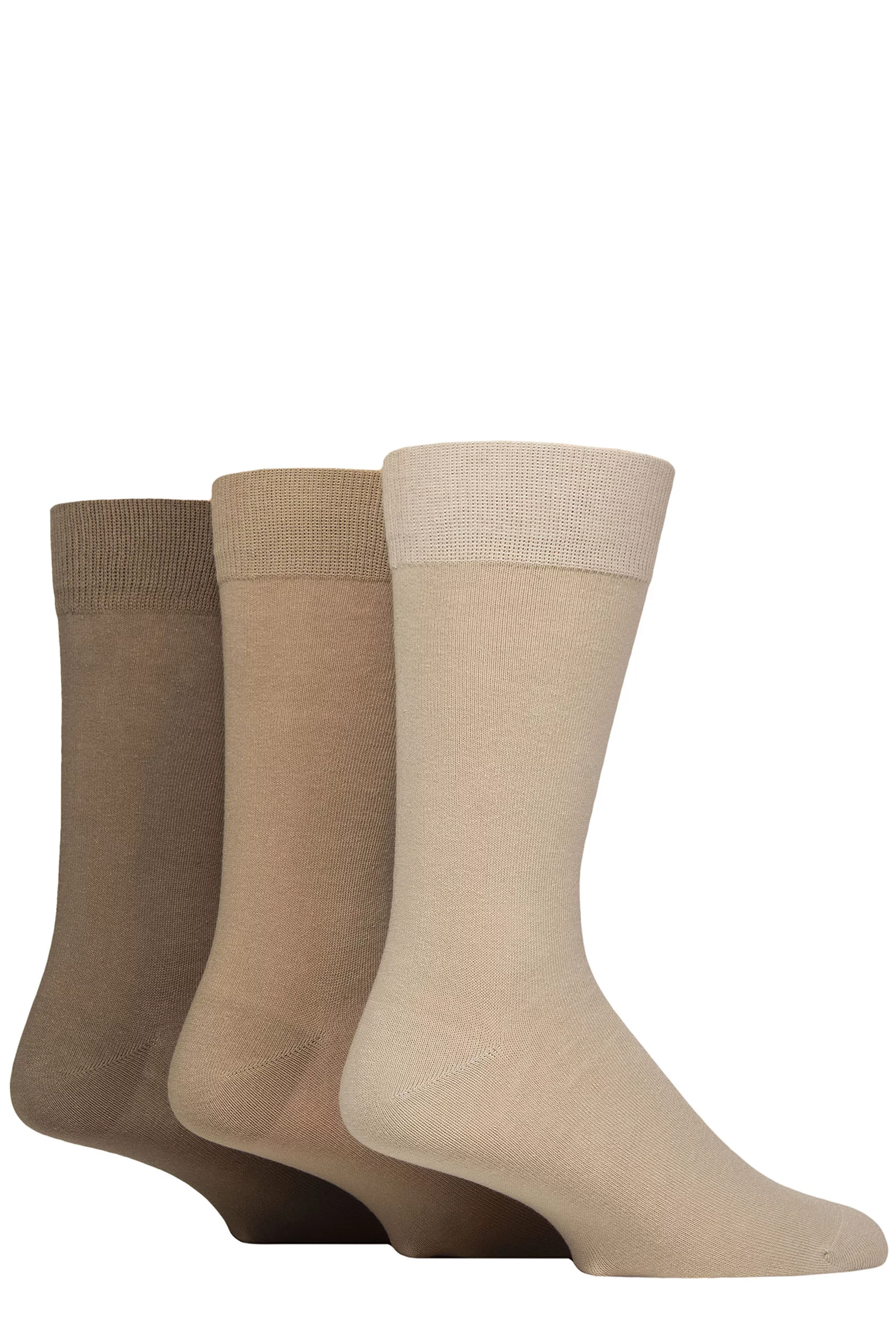 Mens 3 Pair Glenmuir Endrick Cotton Plain Trouser Socks Beige 7-11 Mens